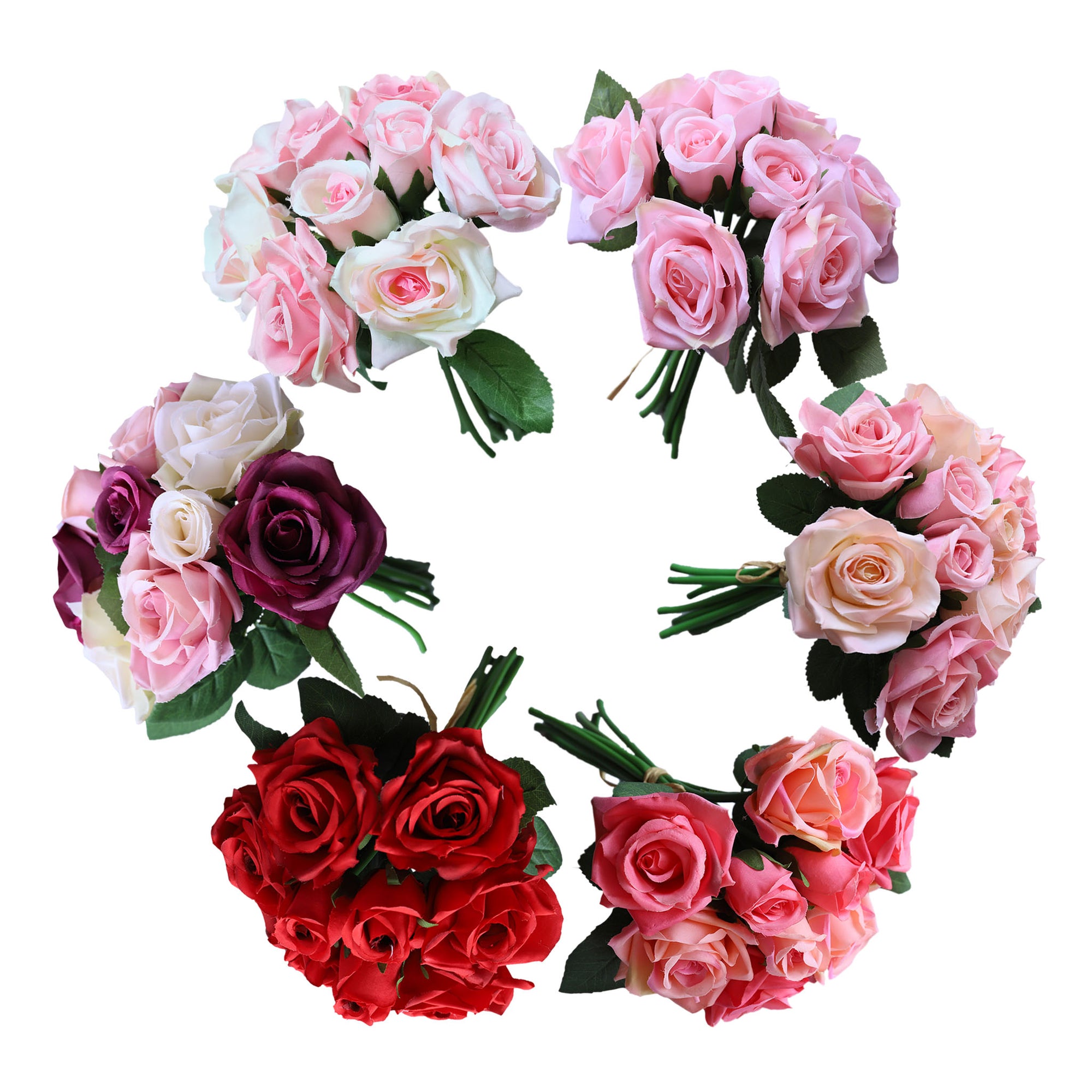 Fake Small Flower Bouquet Silk Rose Bunches