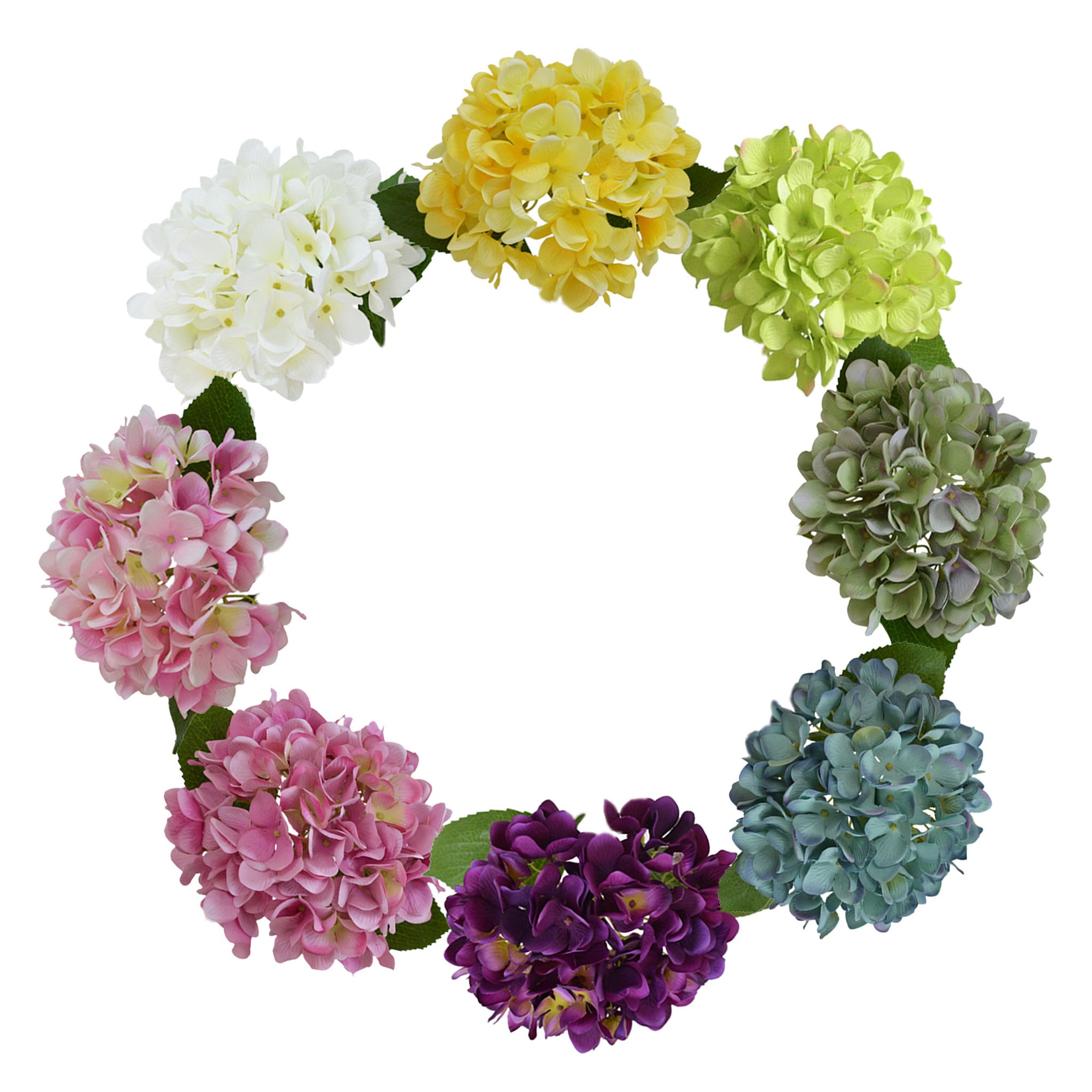 Realistic Silk Hydrangea Flowers 5 Stems for Bridal Bouquets