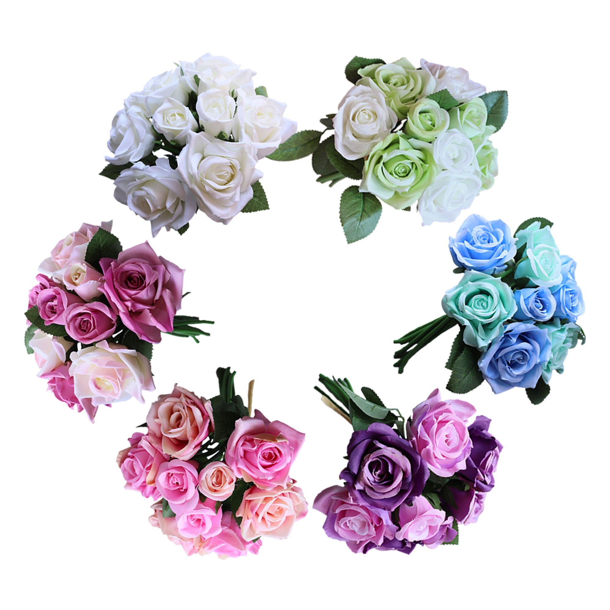 Small Flower Bunch Silk Rose Bouquet for DIY Crafts
