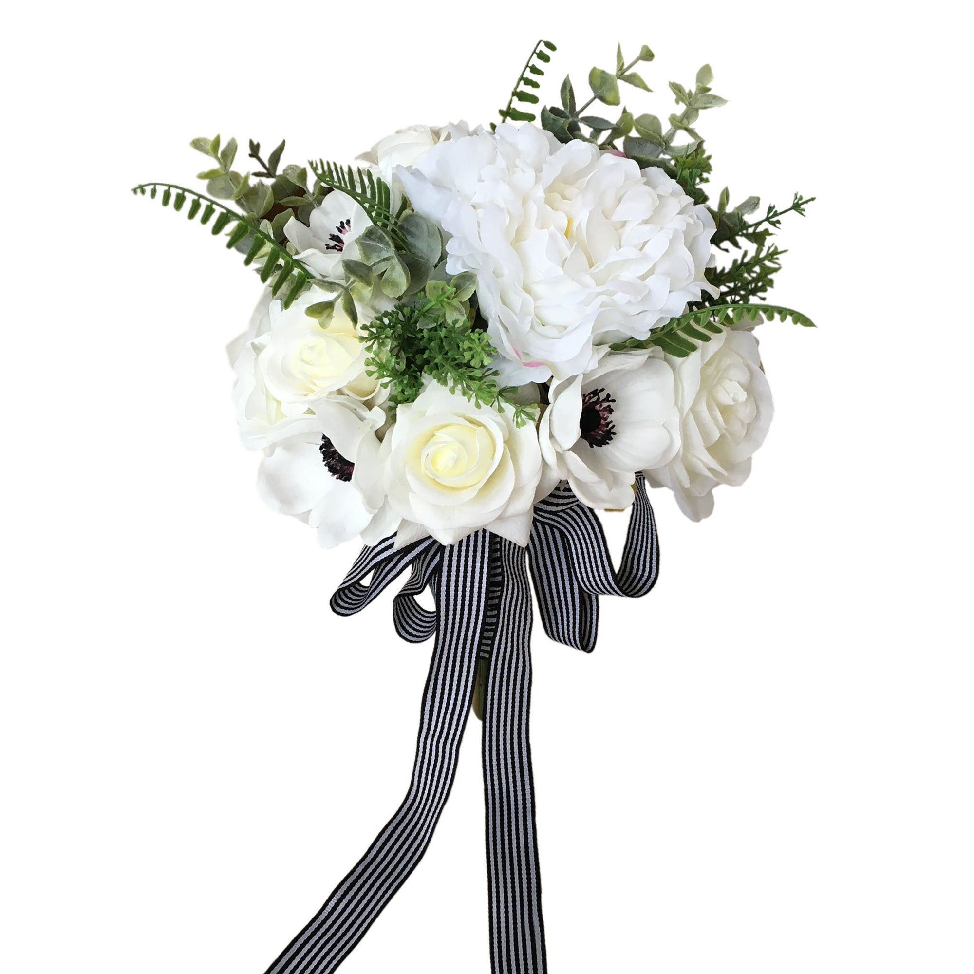 Rustic Peony Bouquet White Anemones Boutonniere Silk Flower Bouquet