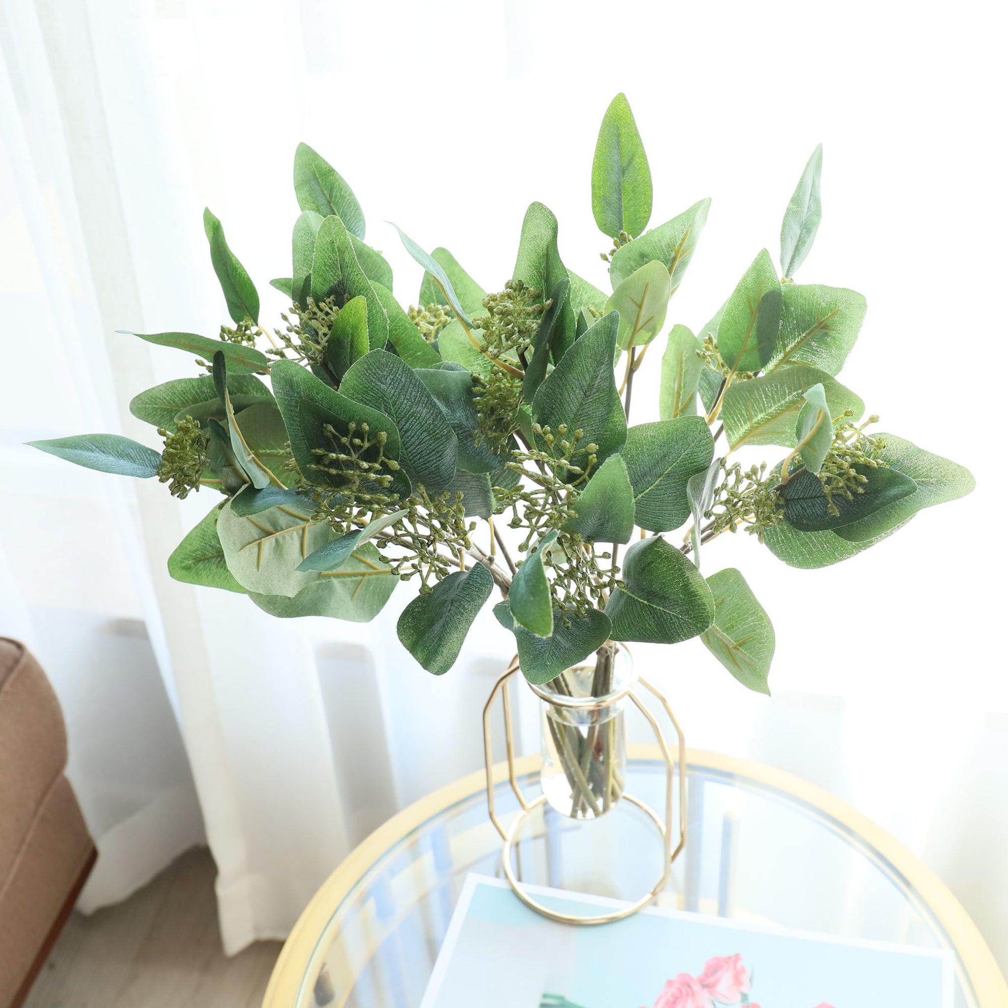 Fake Seeded Eucalyptus Dark Green Geenery