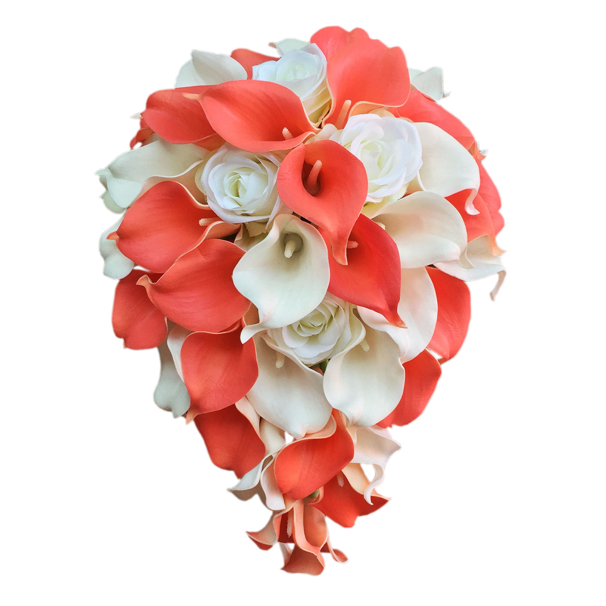 Cascade Calla Lily Bouquet White Rose Wedding Bouquet Cascading