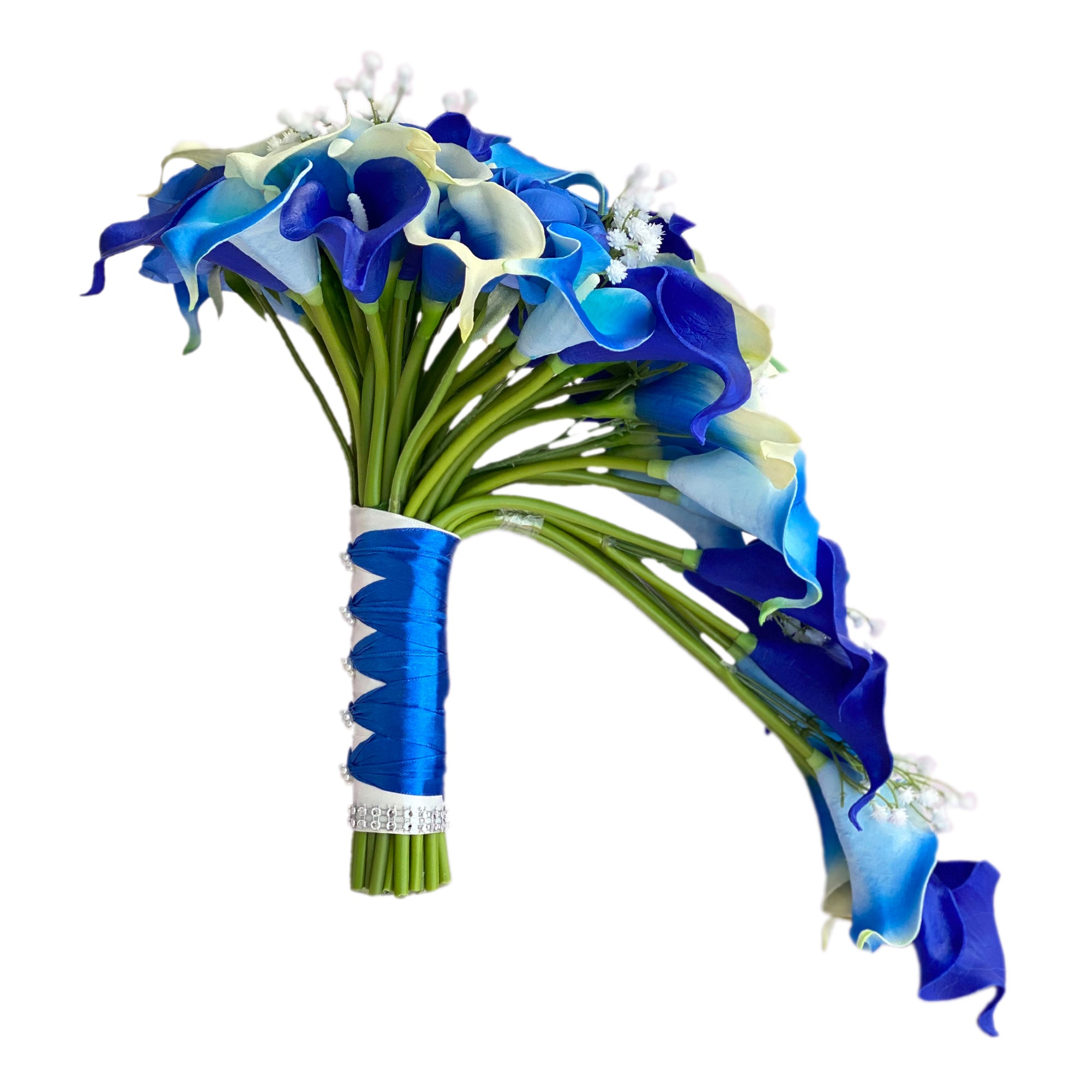 Royal Blue Calla Lily Cascading Bouquet