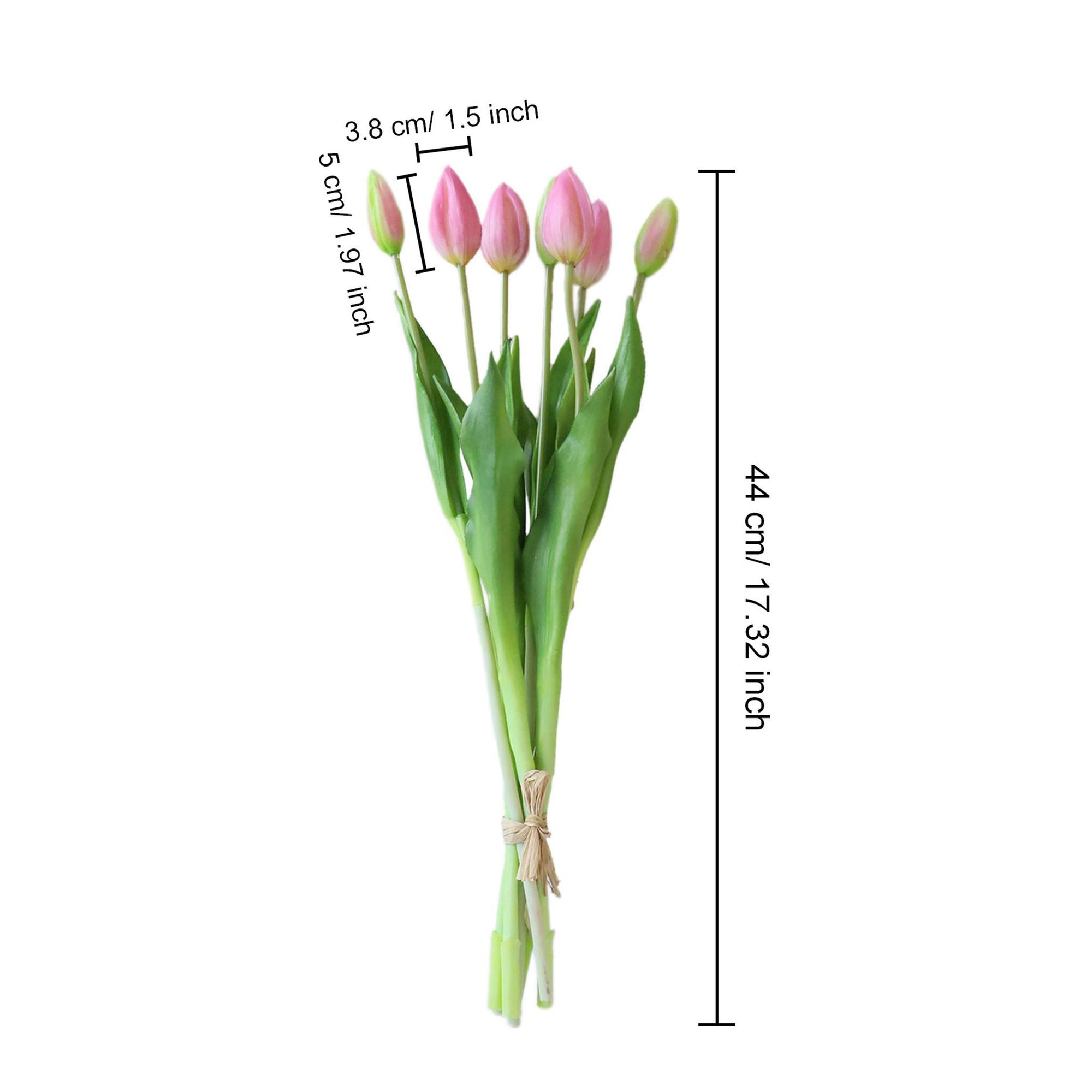 Realistic Latex Artificial Tulip Flower Bunch 17"