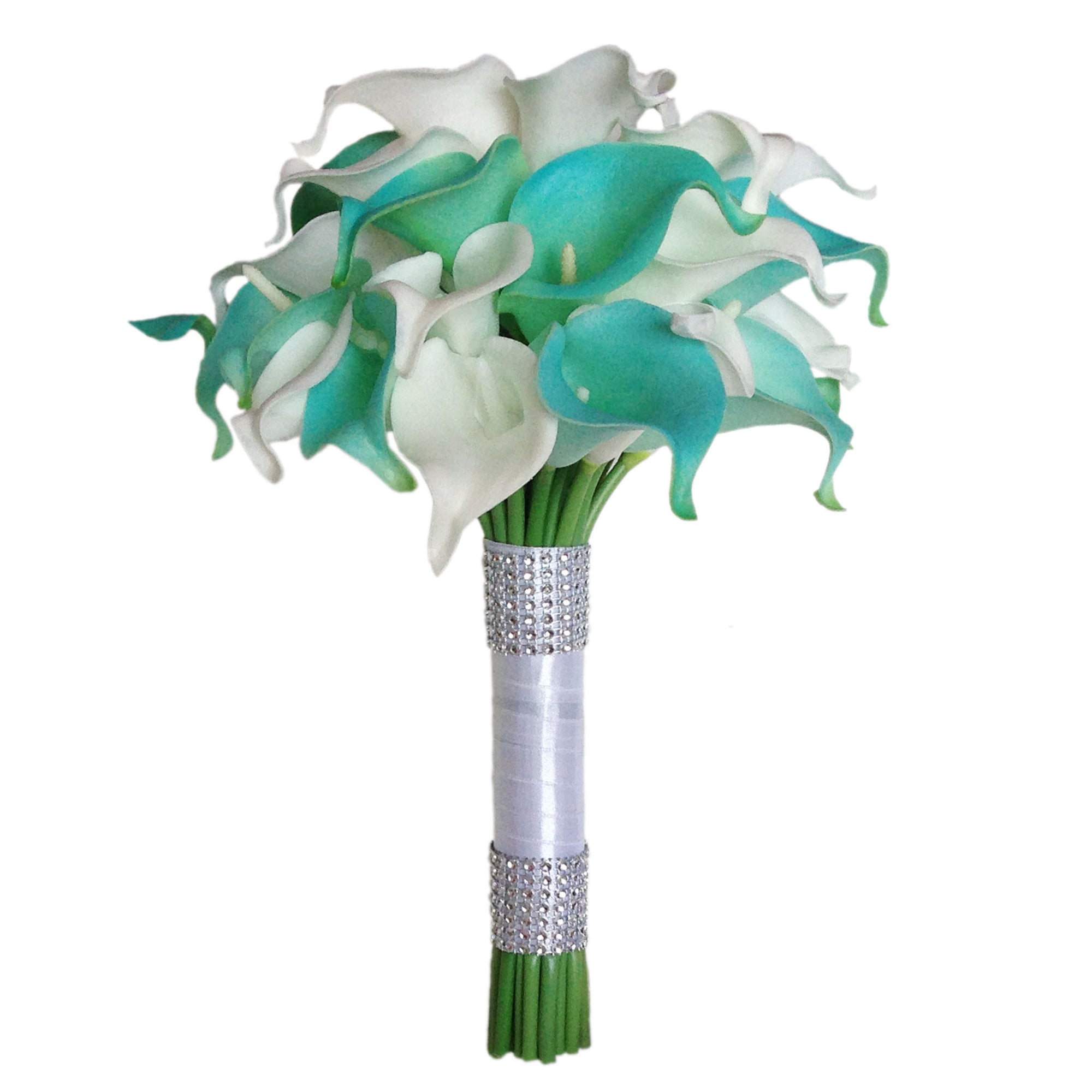 Wedding Bridal Bouquet Package Pool Blue and White Calla Lily Bouquet
