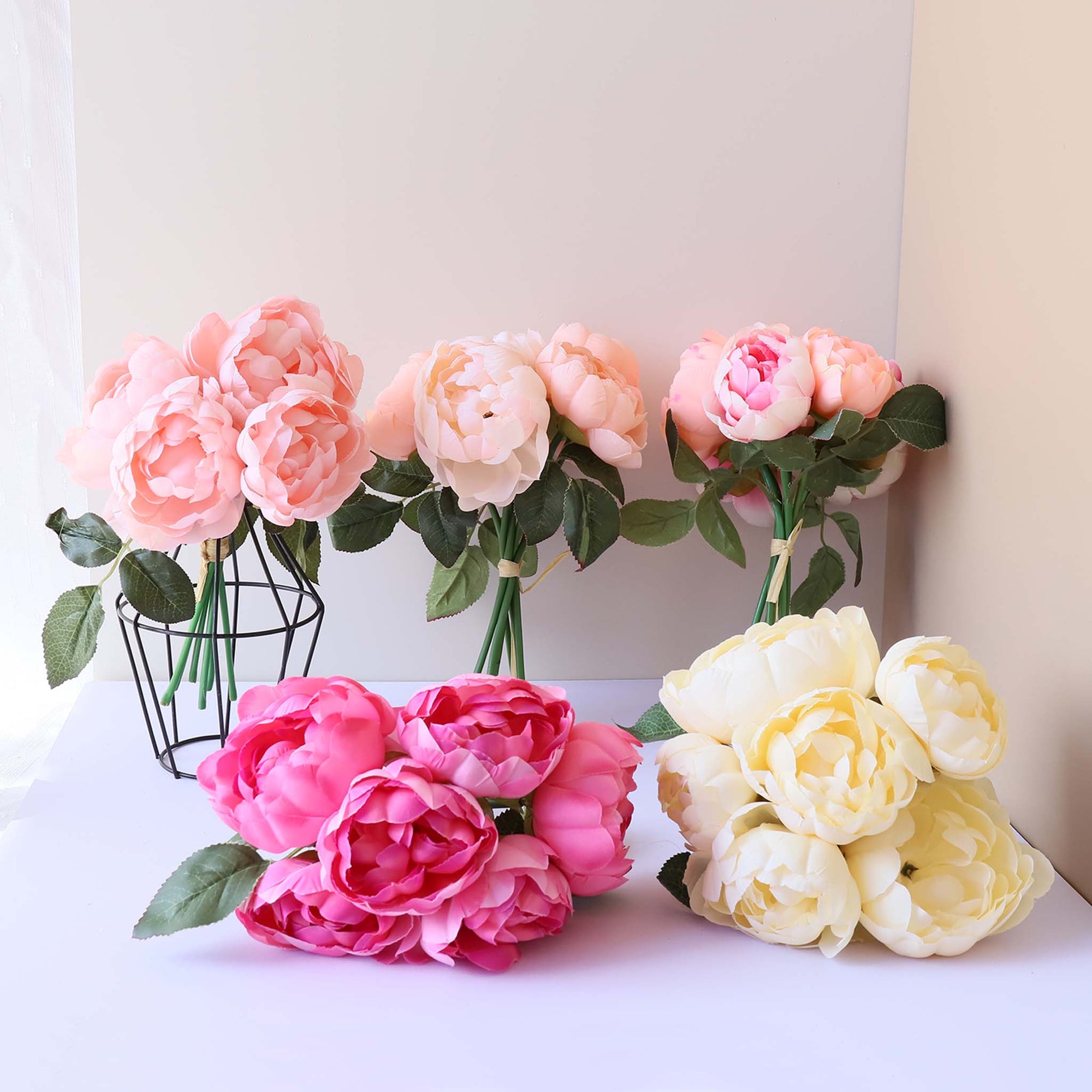 Faux Silk Peony Bouquet Artificial Flower Arrangement Wedding Centerpieces Decor