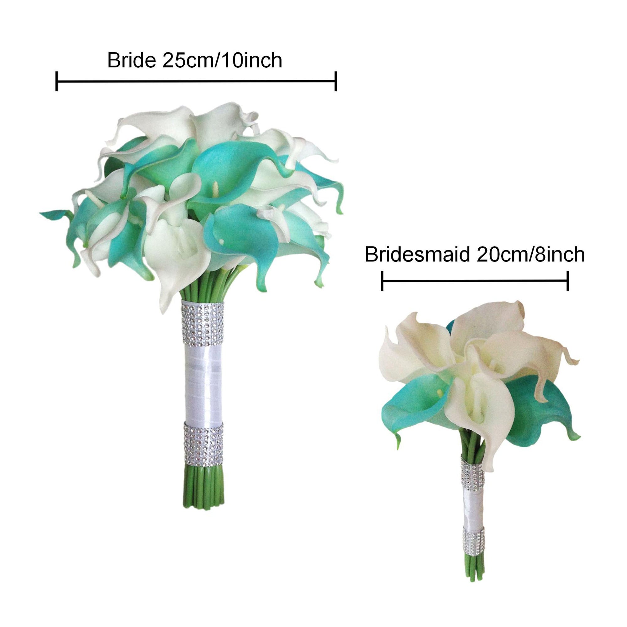 Wedding Bridal Bouquet Package Pool Blue and White Calla Lily Bouquet