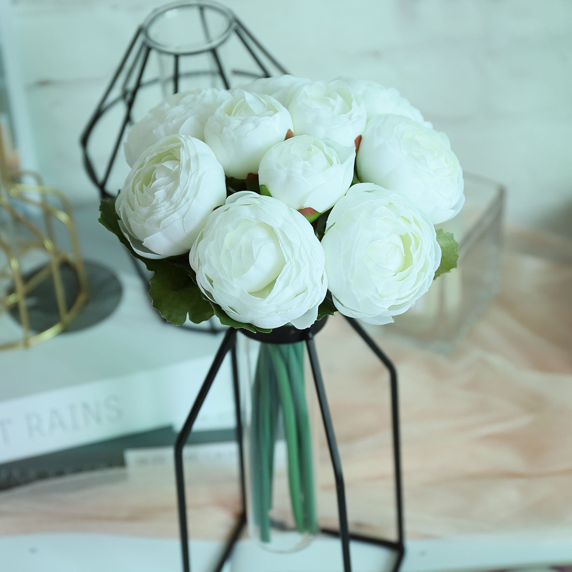 Small Silk Peony Ranunculus Flower Bouquet