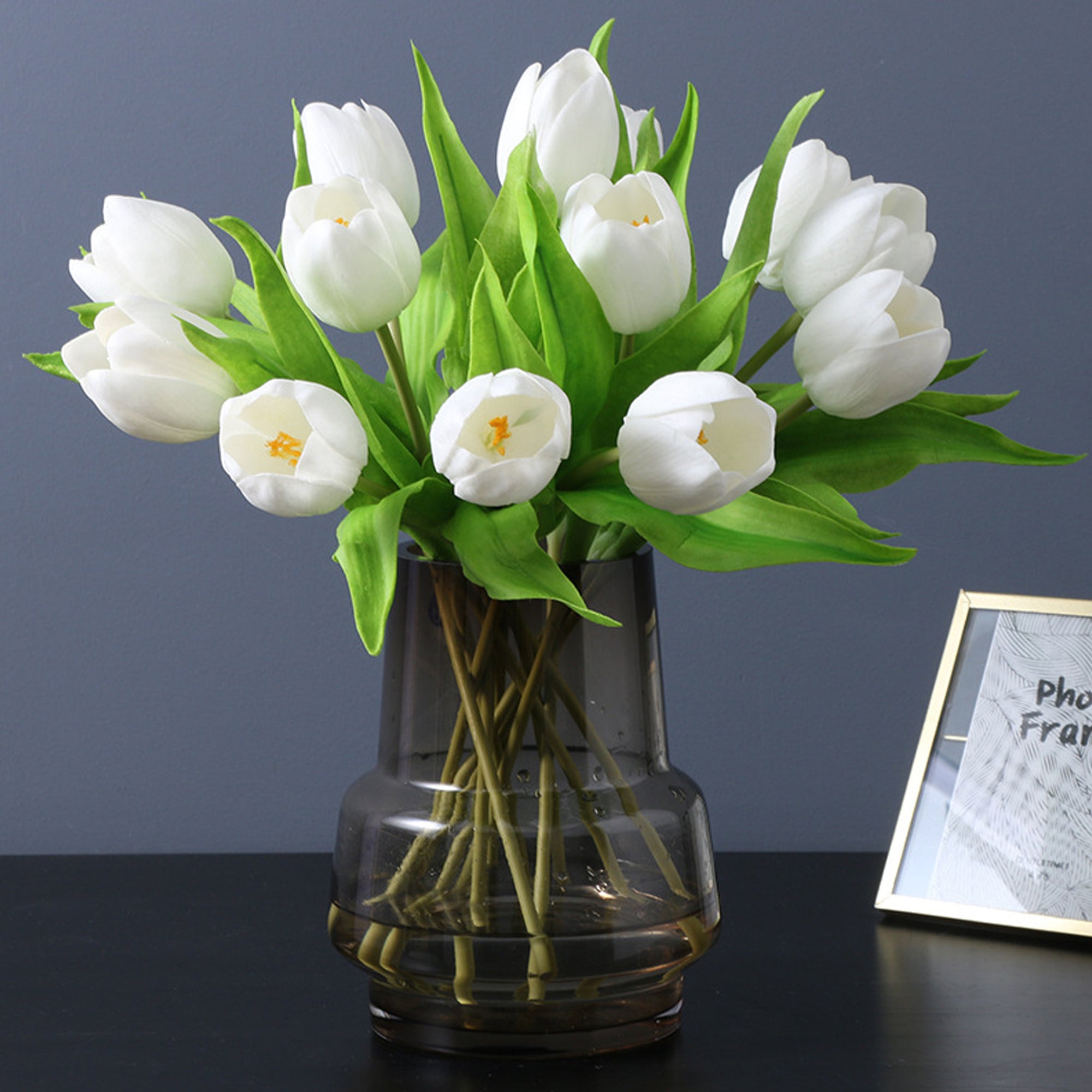 Faux Tulips Flower Bouquet PU Tulips 15"