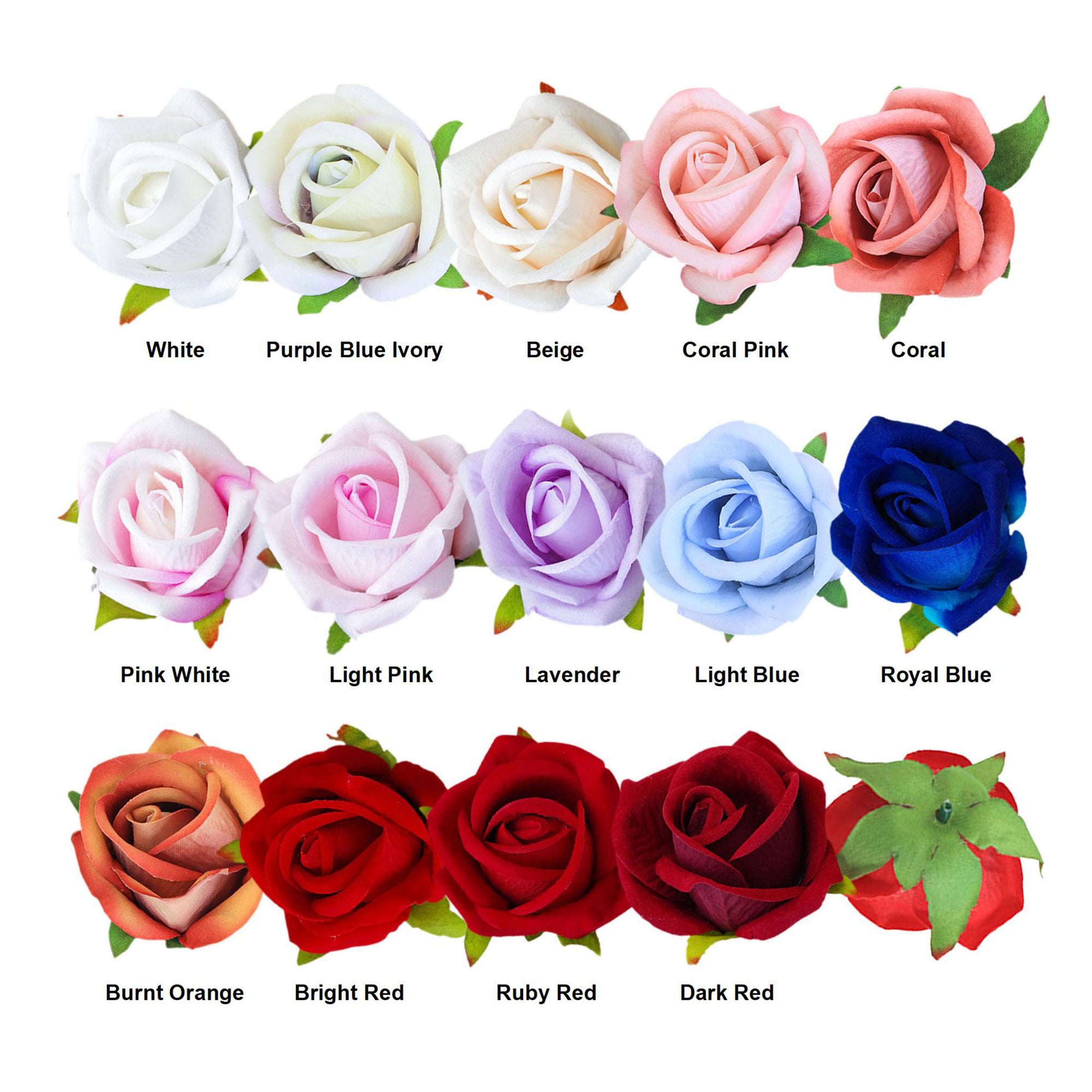 Artificial Flowers Silk Rosebud Flower Heads