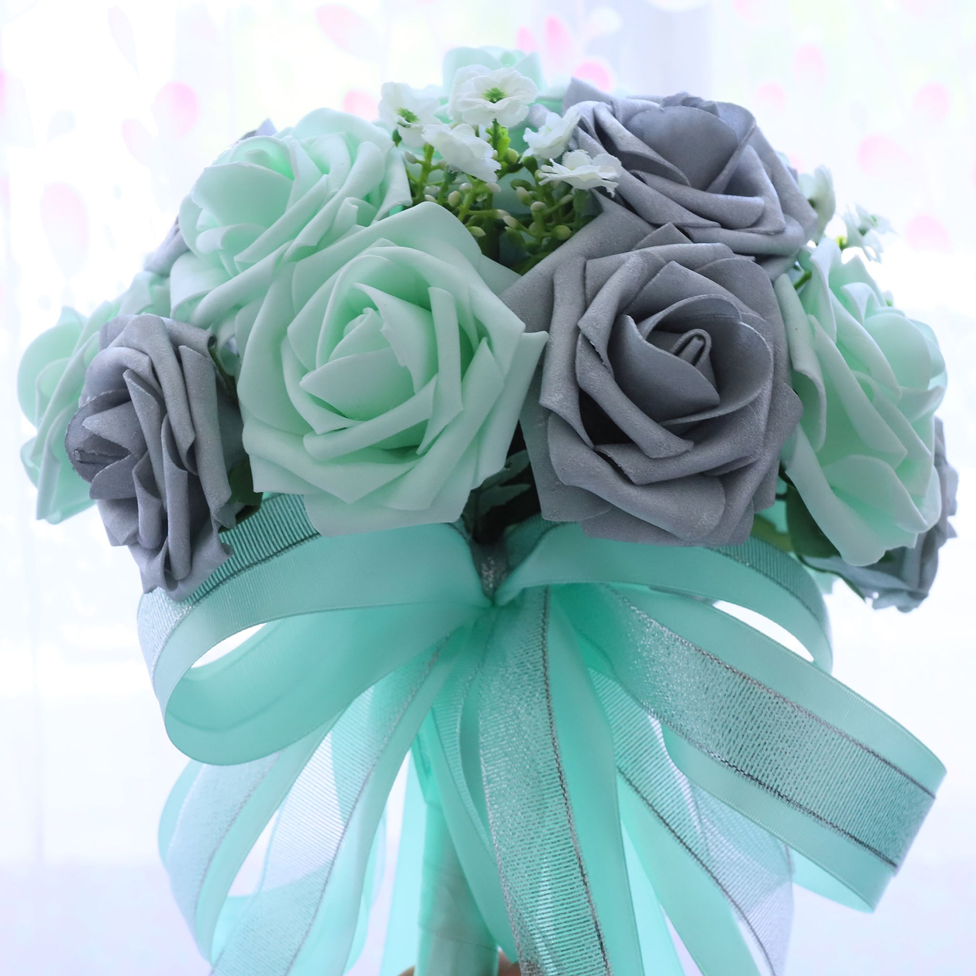 Silver Mint Bridal Bouquet Fake Flower Bouquet