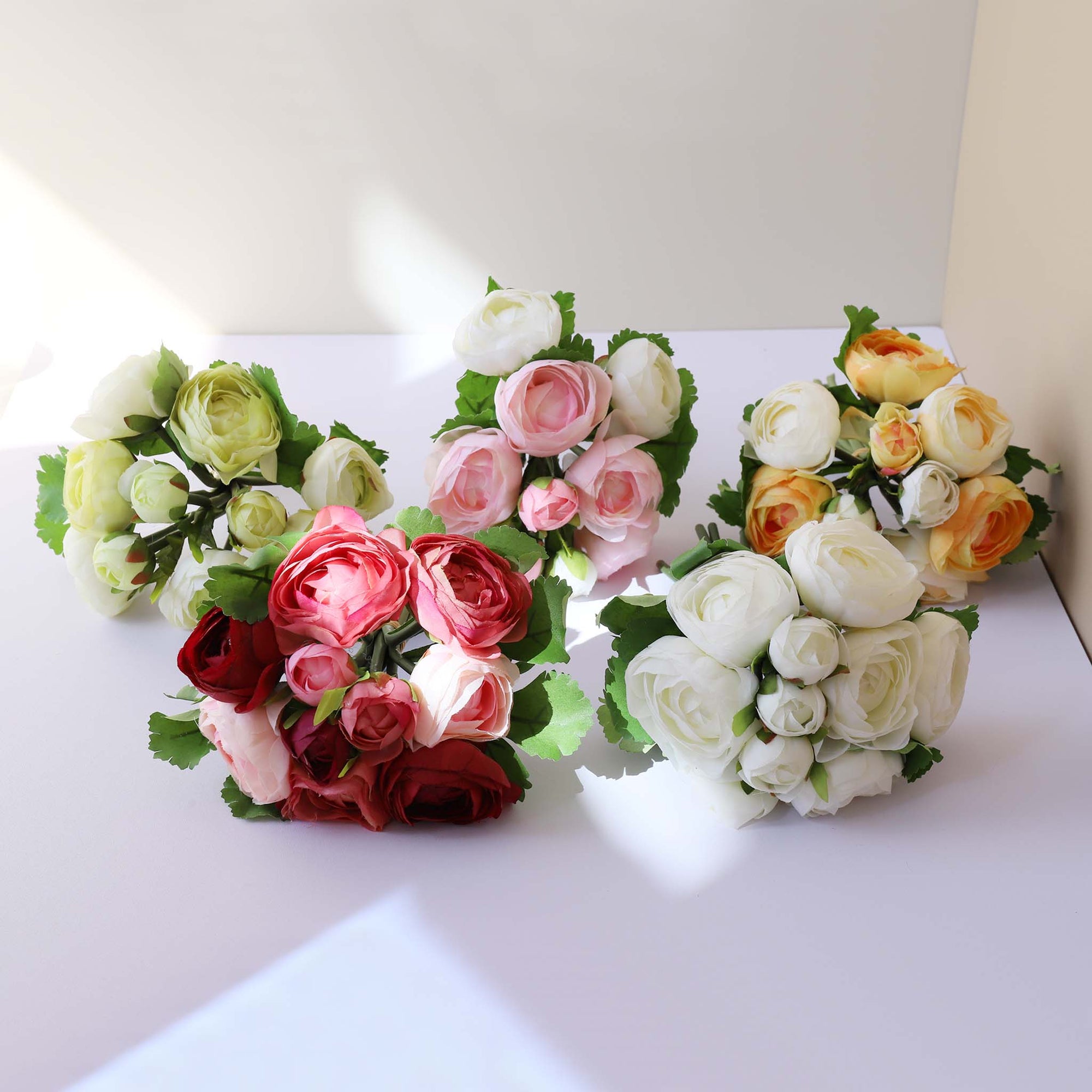 Silk Ranunculus Bouquet Artificial Camellia Flowers Arrangement