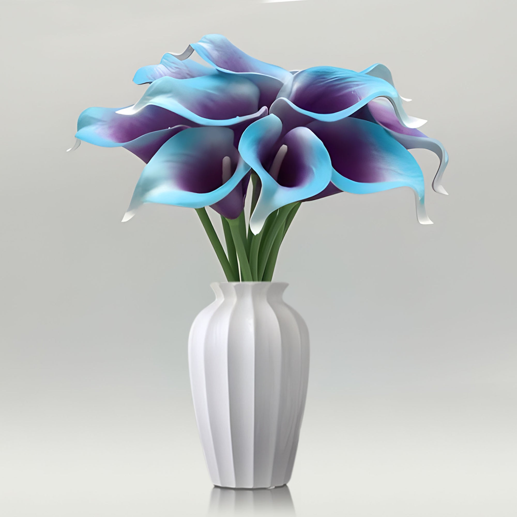 Blue Purple Calla Lily Bouquet PU Real Touch Flowers