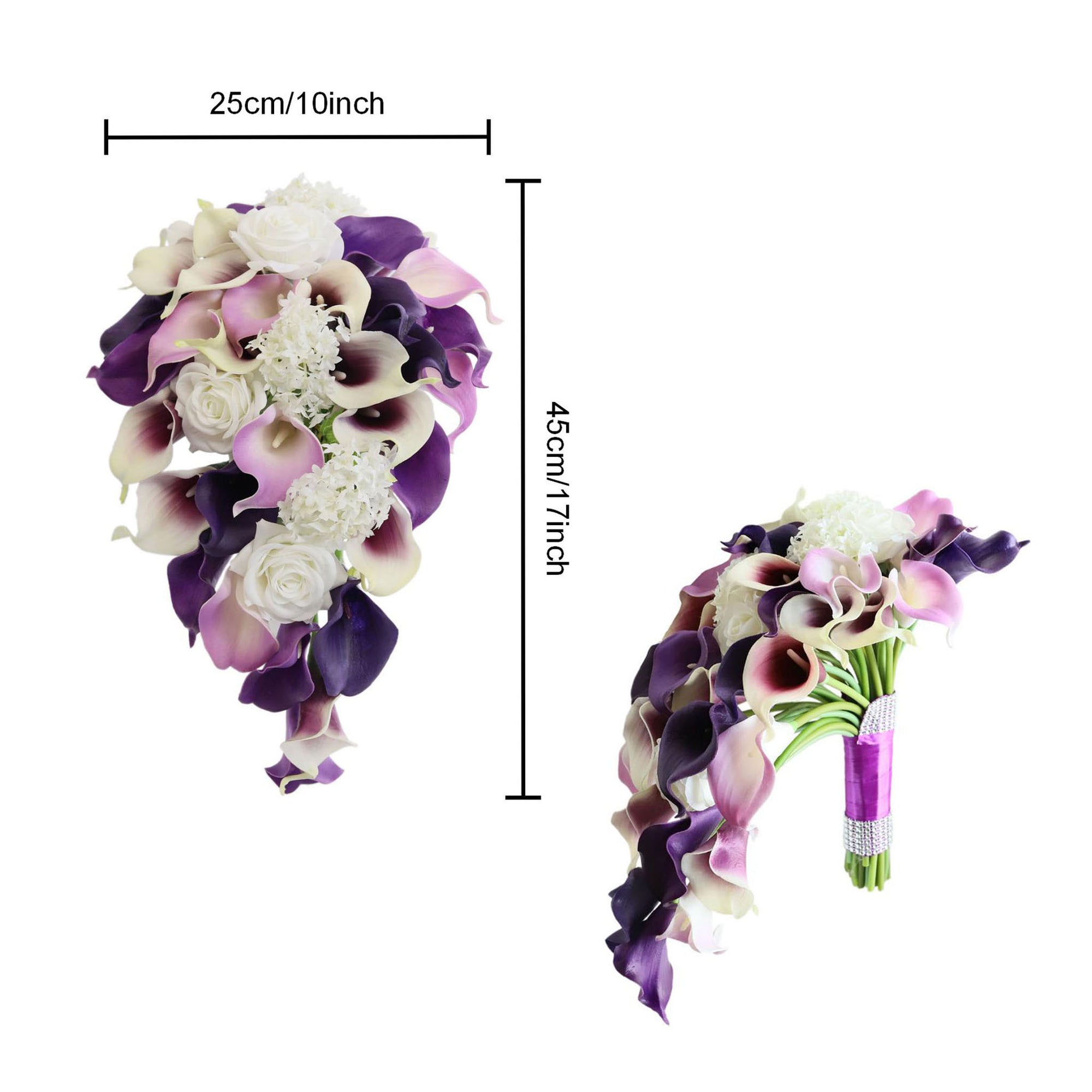 Purple Calla Lily Cascading Bouquet for Bridal