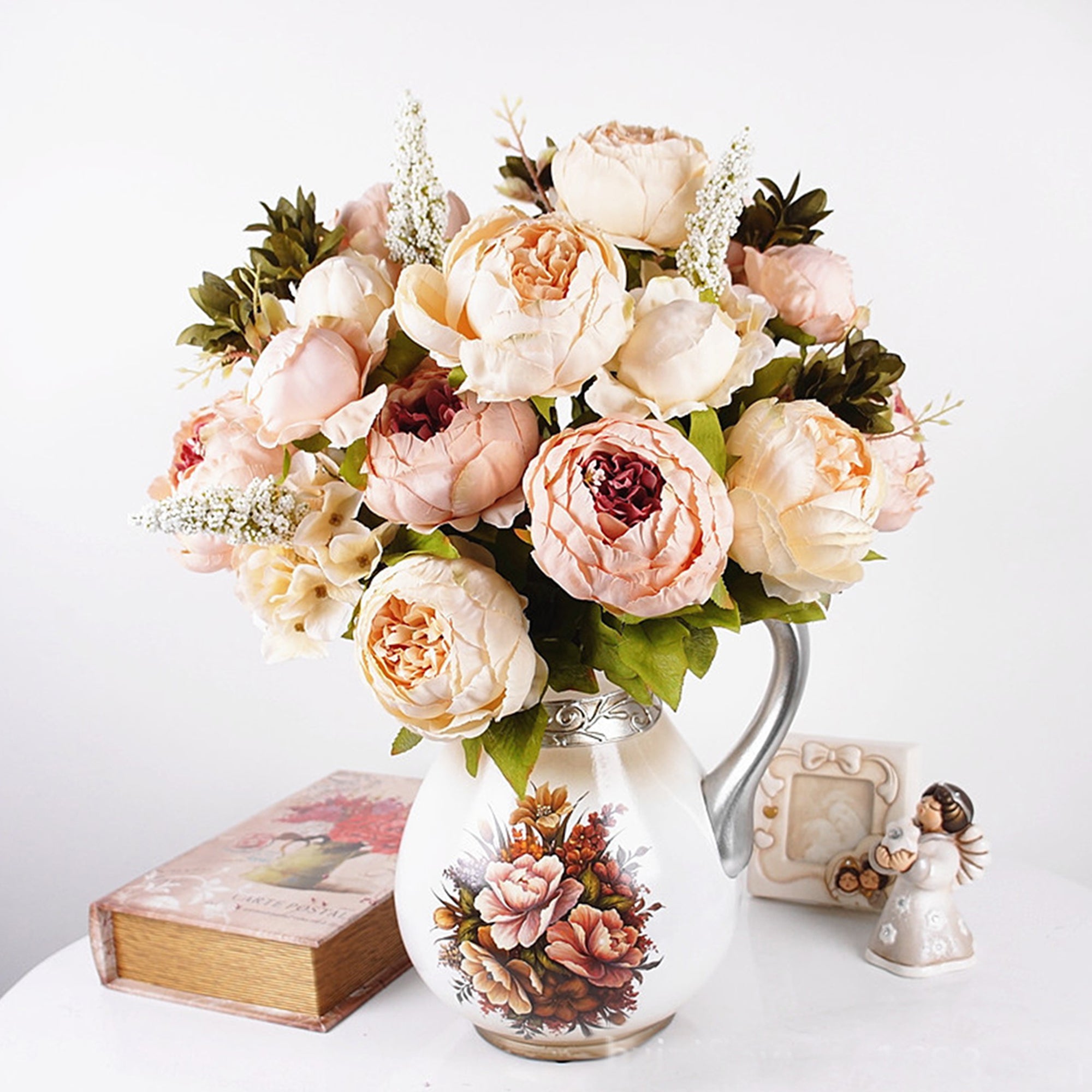 Decorative Artificial Flower Silk Peony Flowers Bouquet 10 Flower Heads Peonies