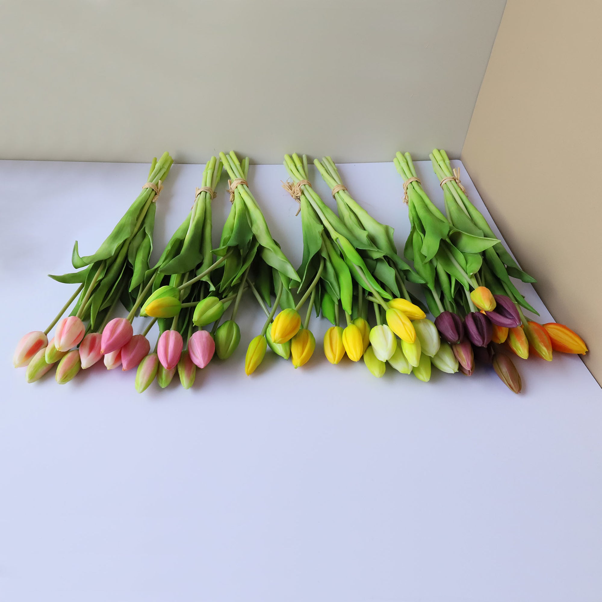 Realistic Latex Artificial Tulip Flower Bunch 17"