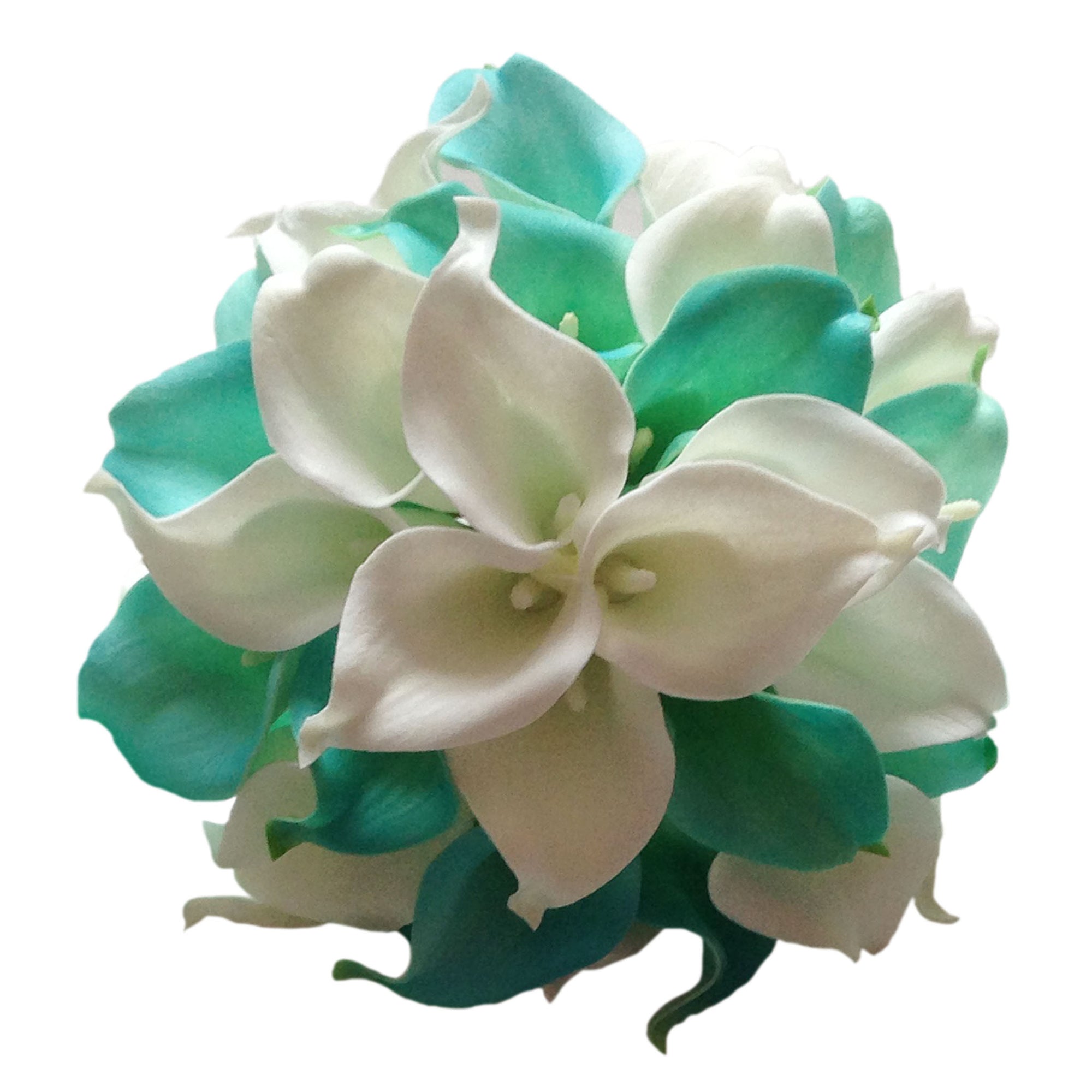 Wedding Bridal Bouquet Package Pool Blue and White Calla Lily Bouquet
