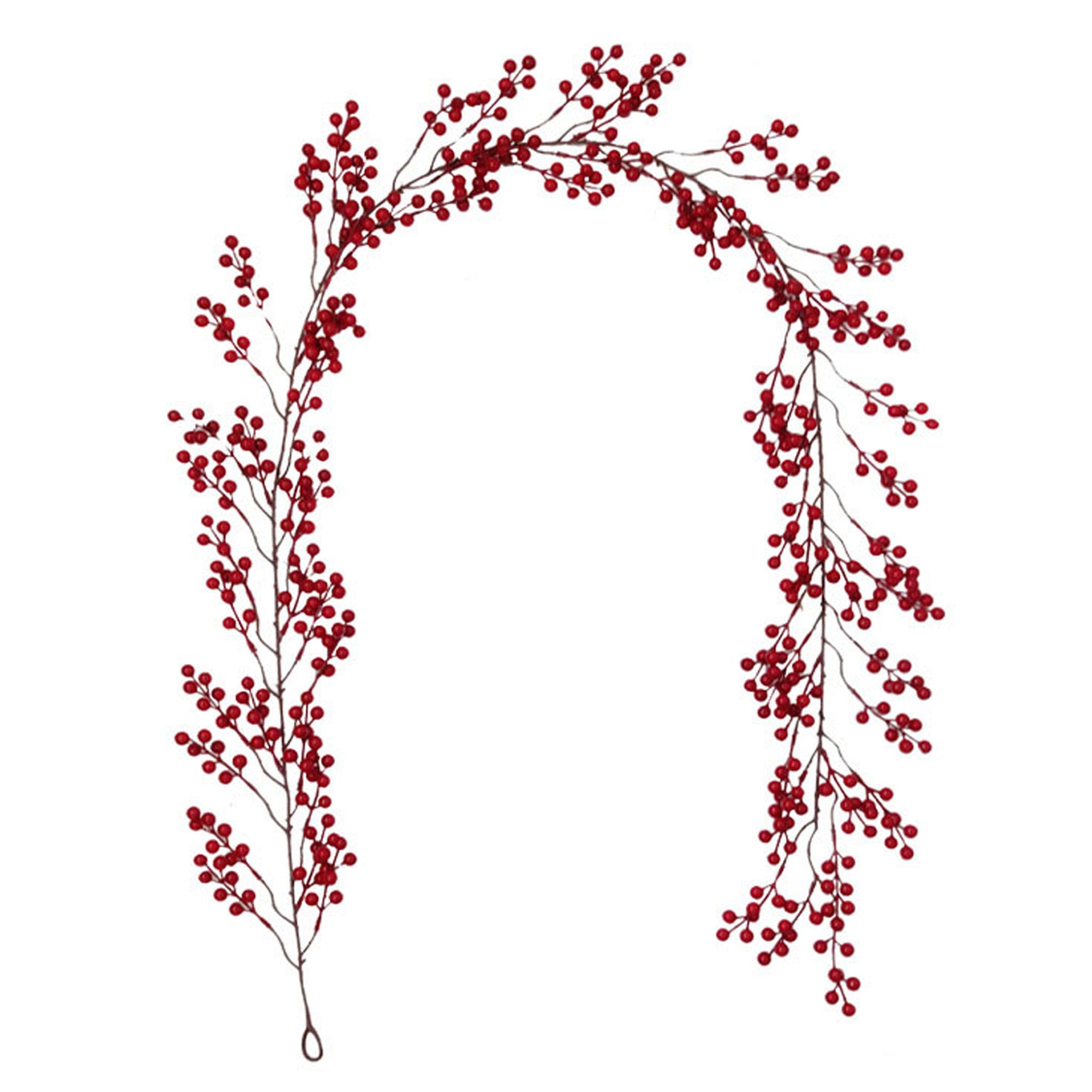 6.3 ft Artificial Red Berry Garlands for Xmas Indoor Outdoor Decor