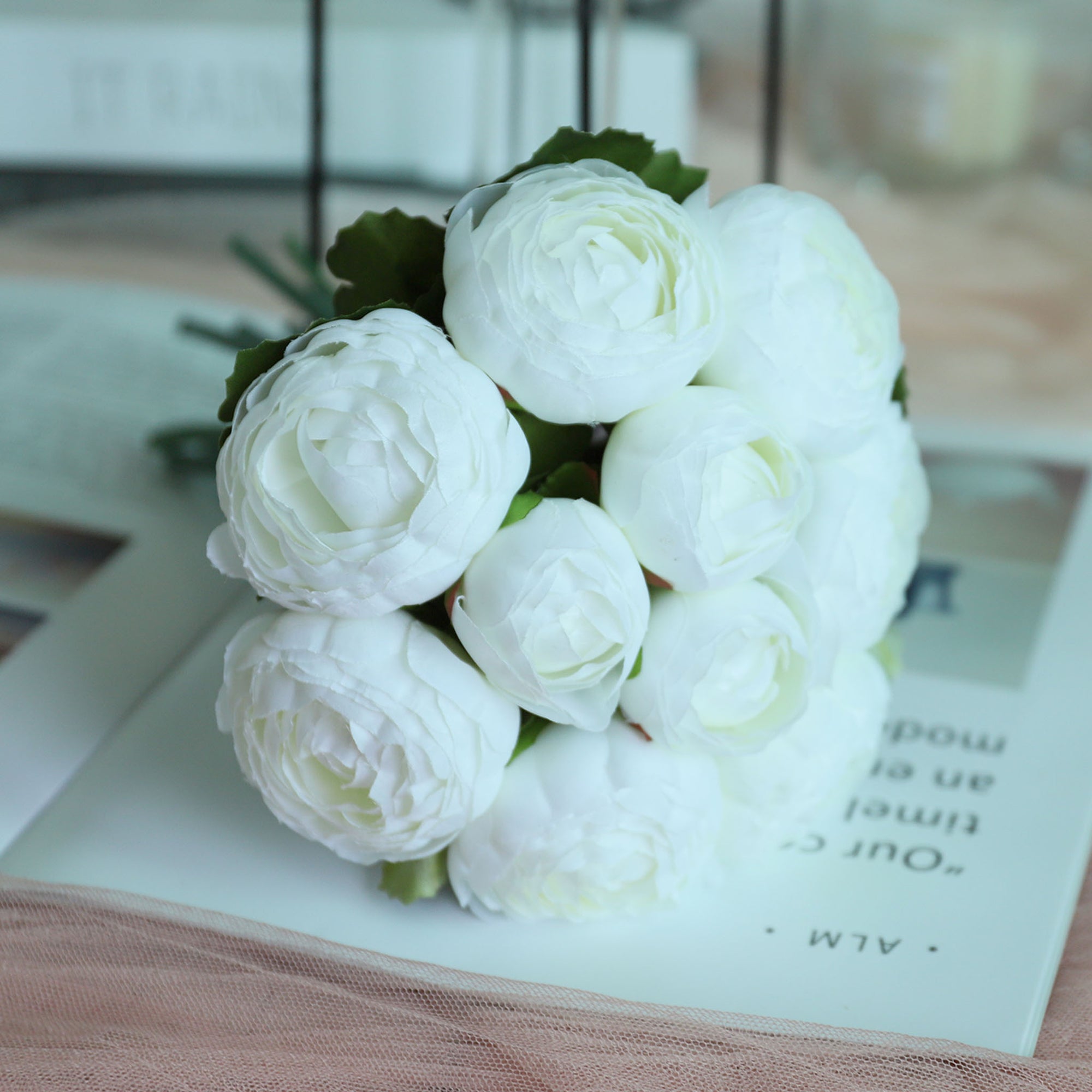 Small Silk Peony Ranunculus Flower Bouquet