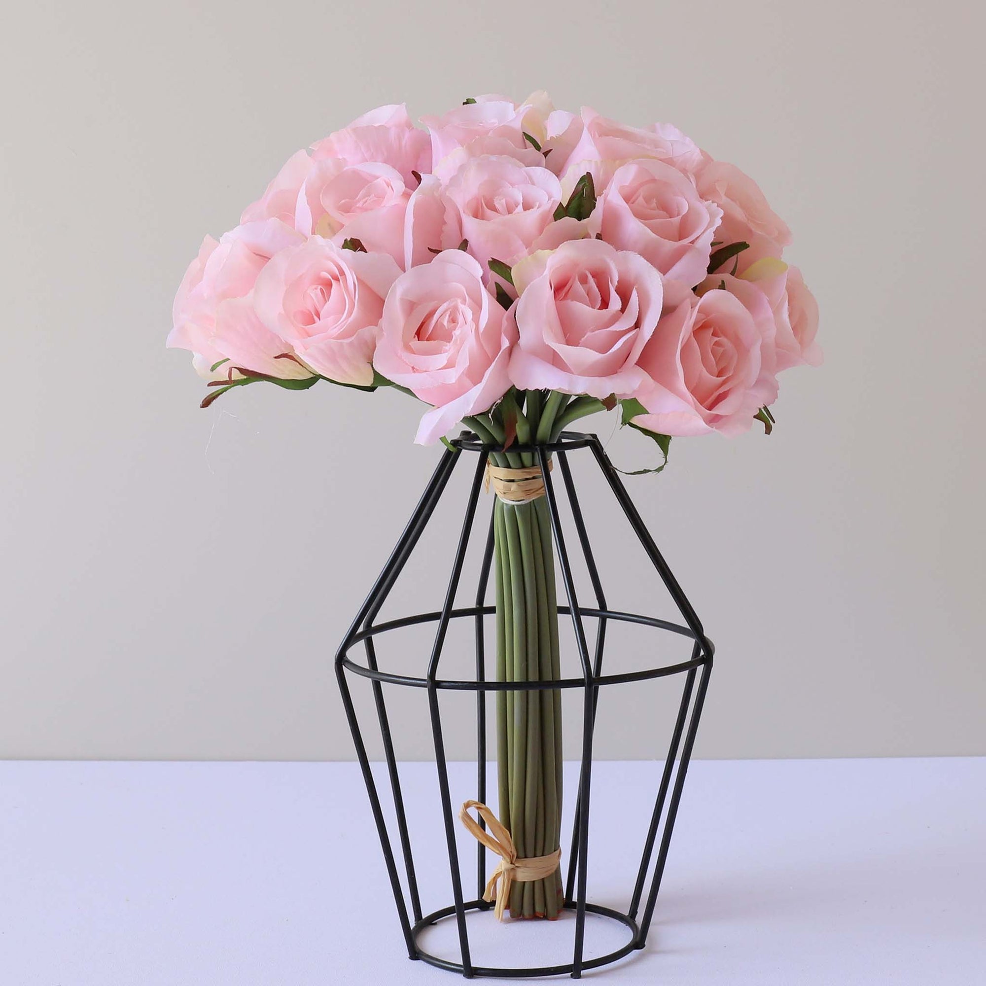Silk Flower Bouquet Artificial Flowers Cream White Pink