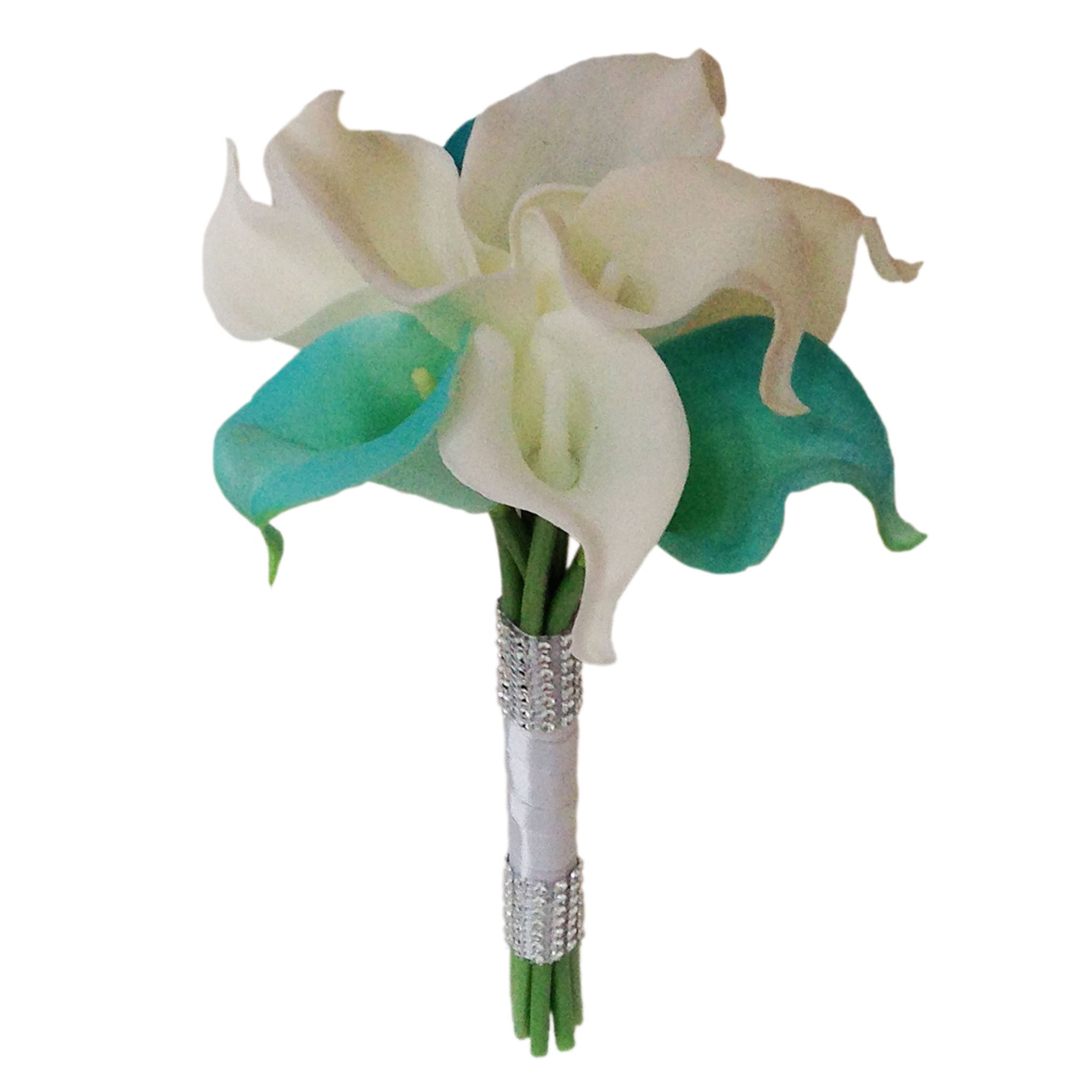 Wedding Bridal Bouquet Package Pool Blue and White Calla Lily Bouquet