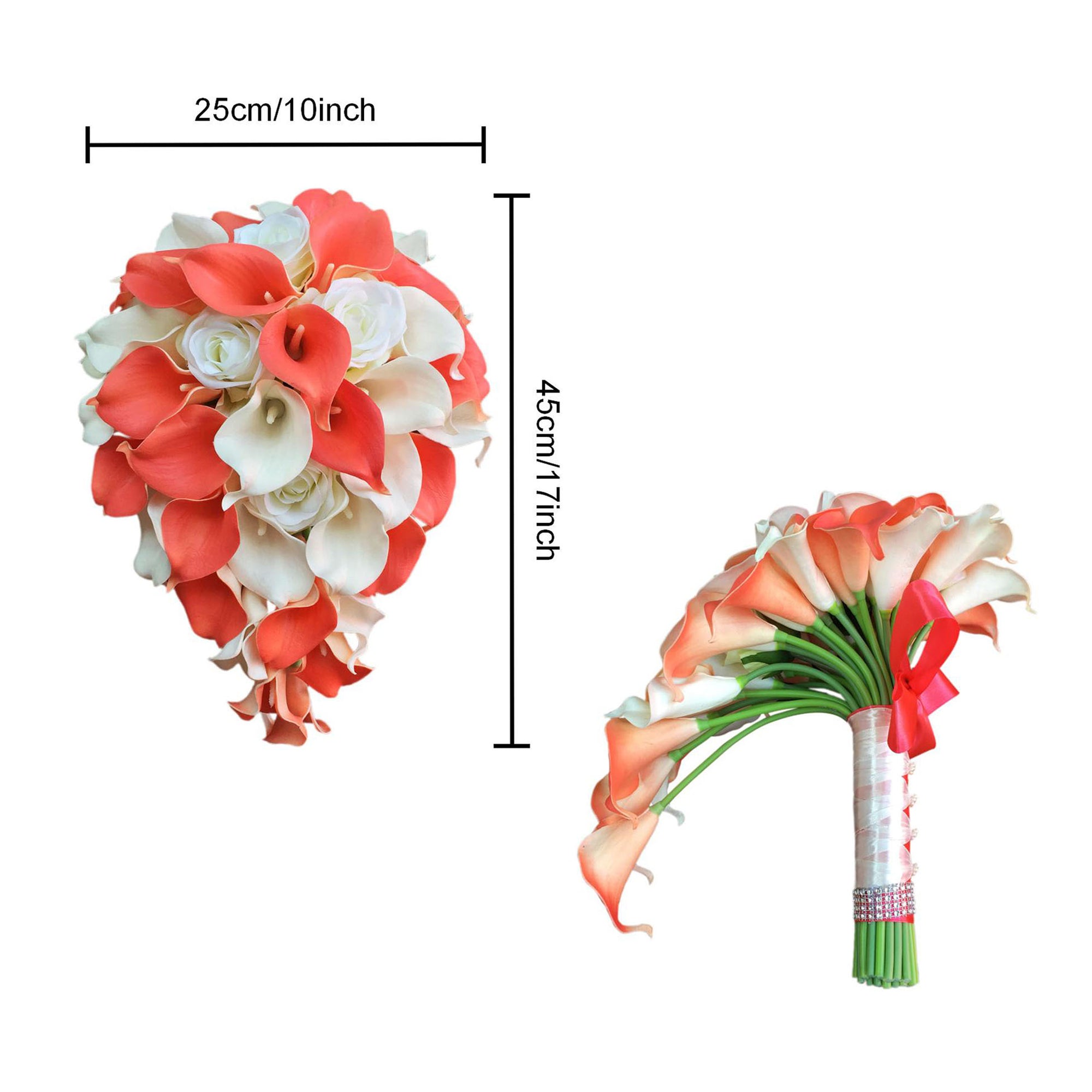 Cascade Calla Lily Bouquet White Rose Wedding Bouquet Cascading