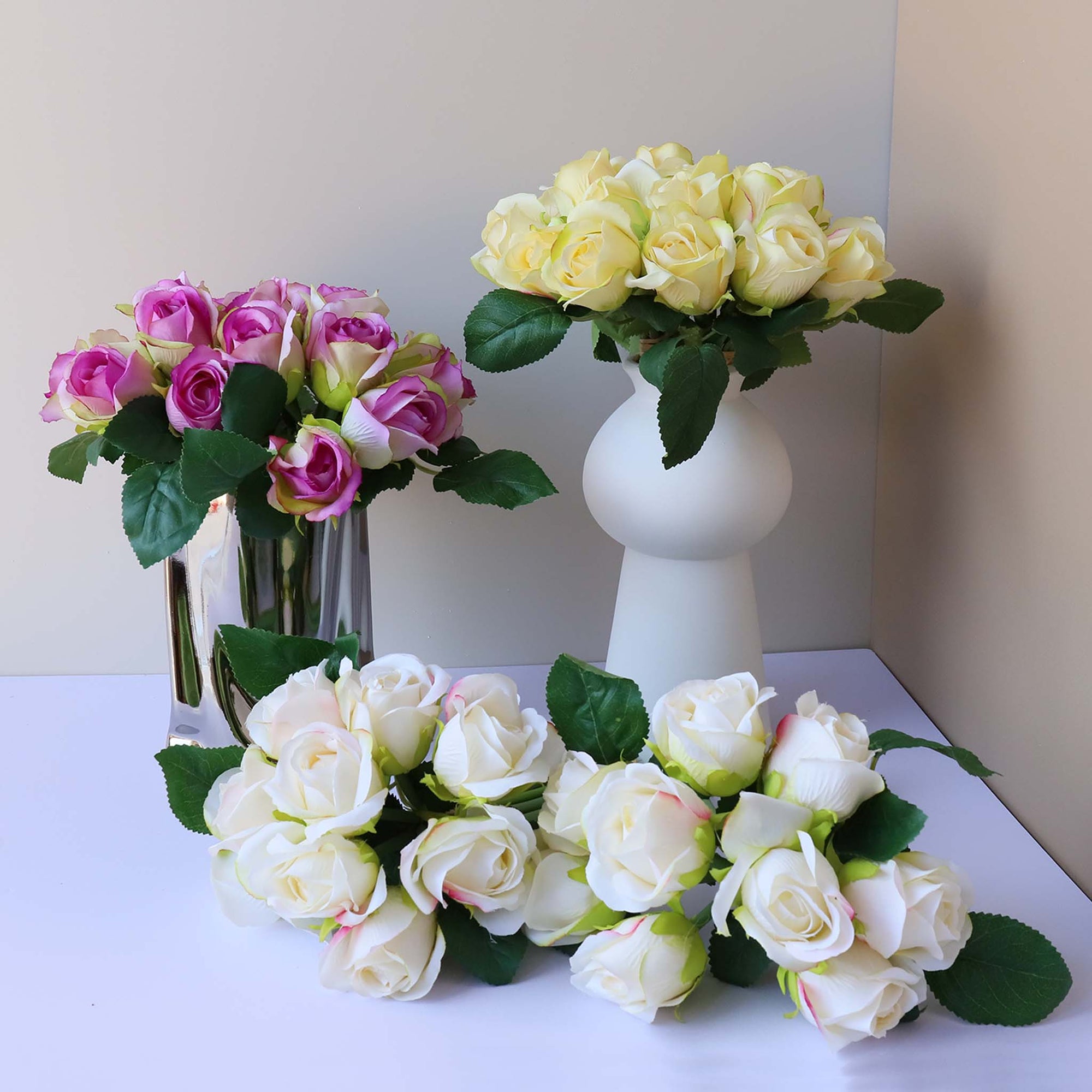 Small Flower Bouquet Silk Roses Bunches