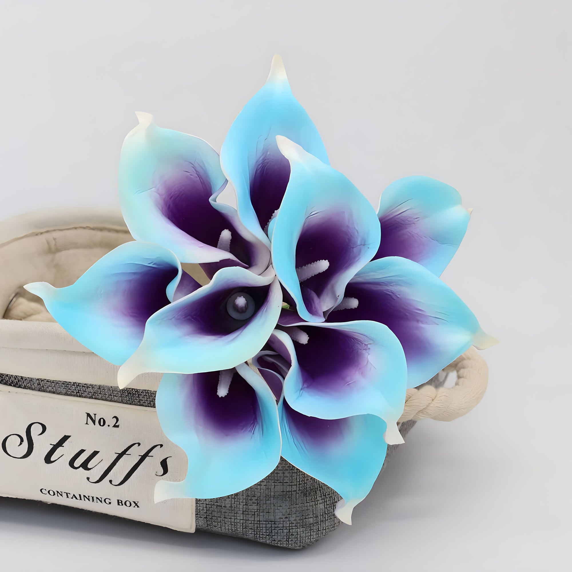 Blue Purple Calla Lily Bouquet PU Real Touch Flowers