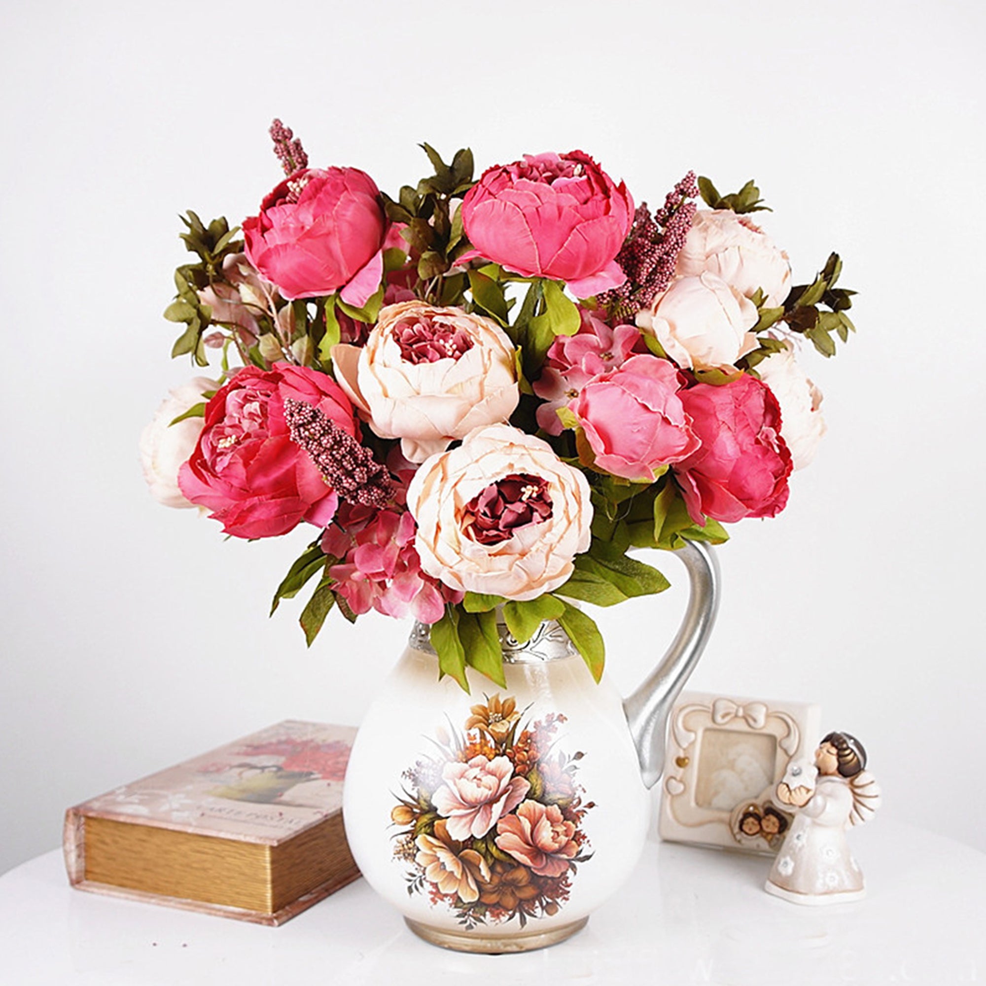 Decorative Artificial Flower Silk Peony Flowers Bouquet 10 Flower Heads Peonies