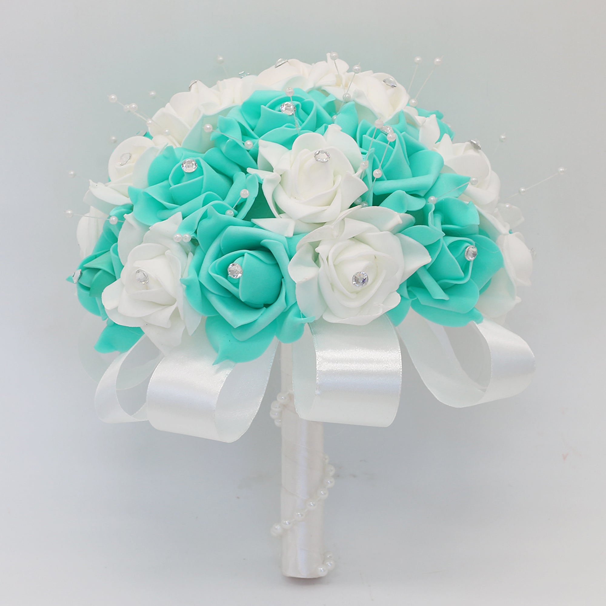 Spa Blue and White Flower Bridal Bouquet