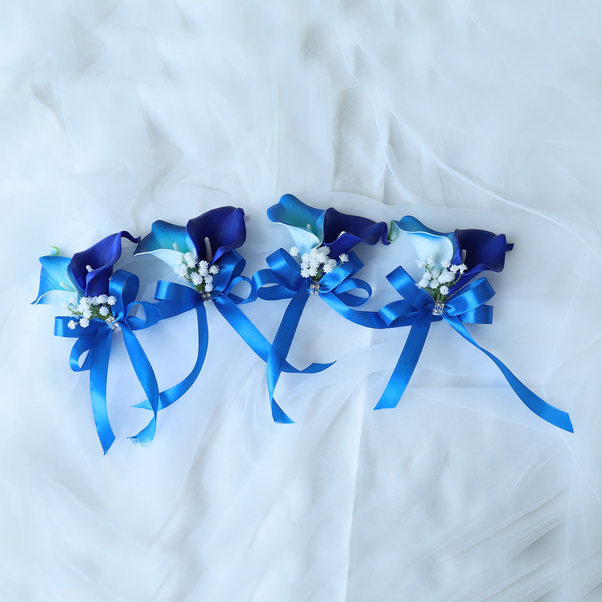 Royal Blue Calla Lily Wedding Bouquets Boutonnieres Corsages