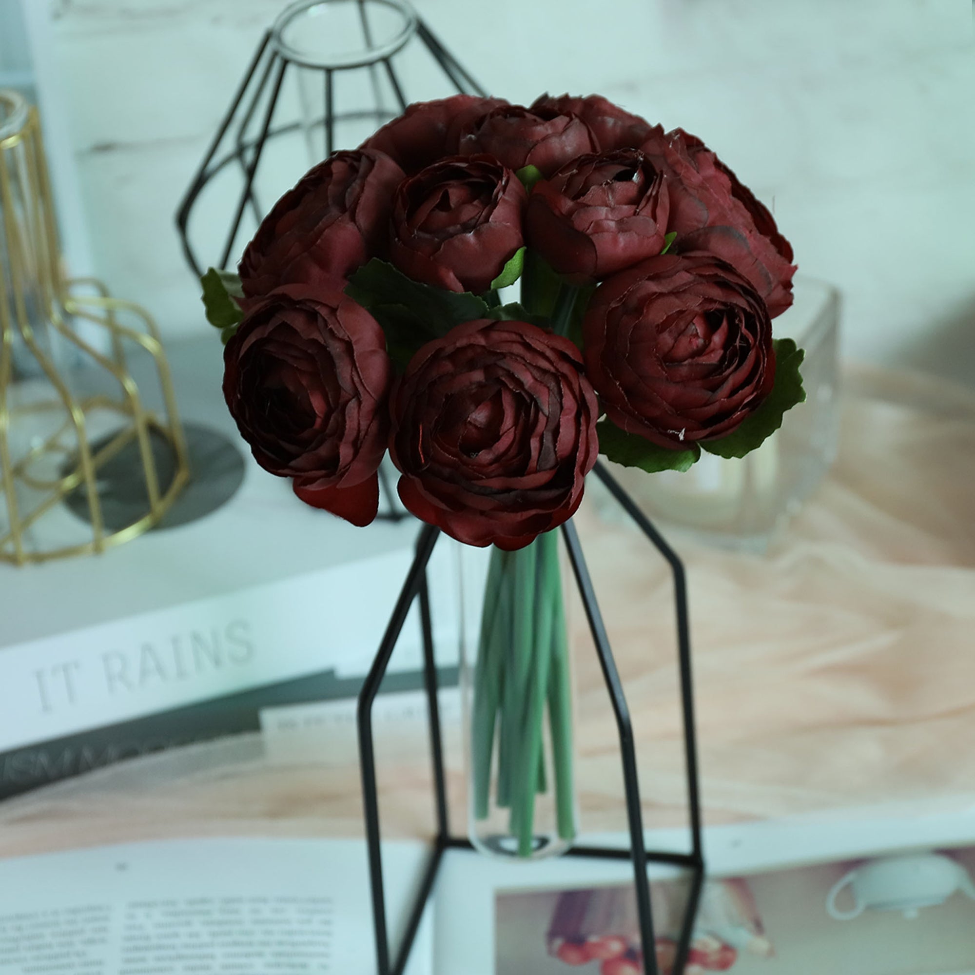 Small Silk Peony Ranunculus Flower Bouquet