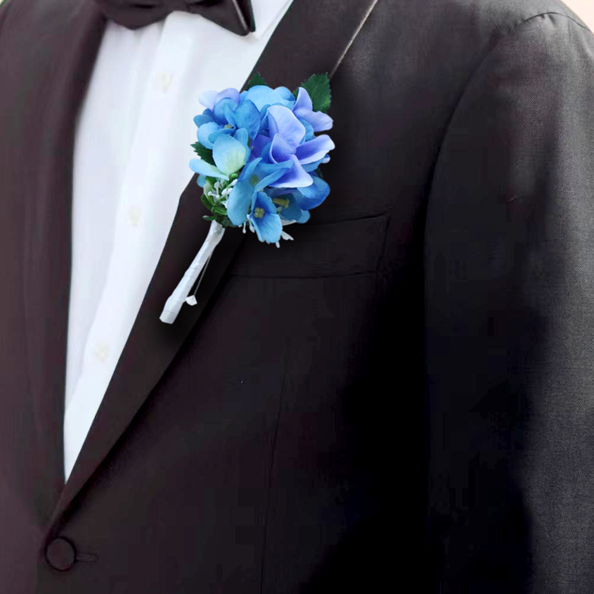 Blue Hydrangea Grooms Boutonniere