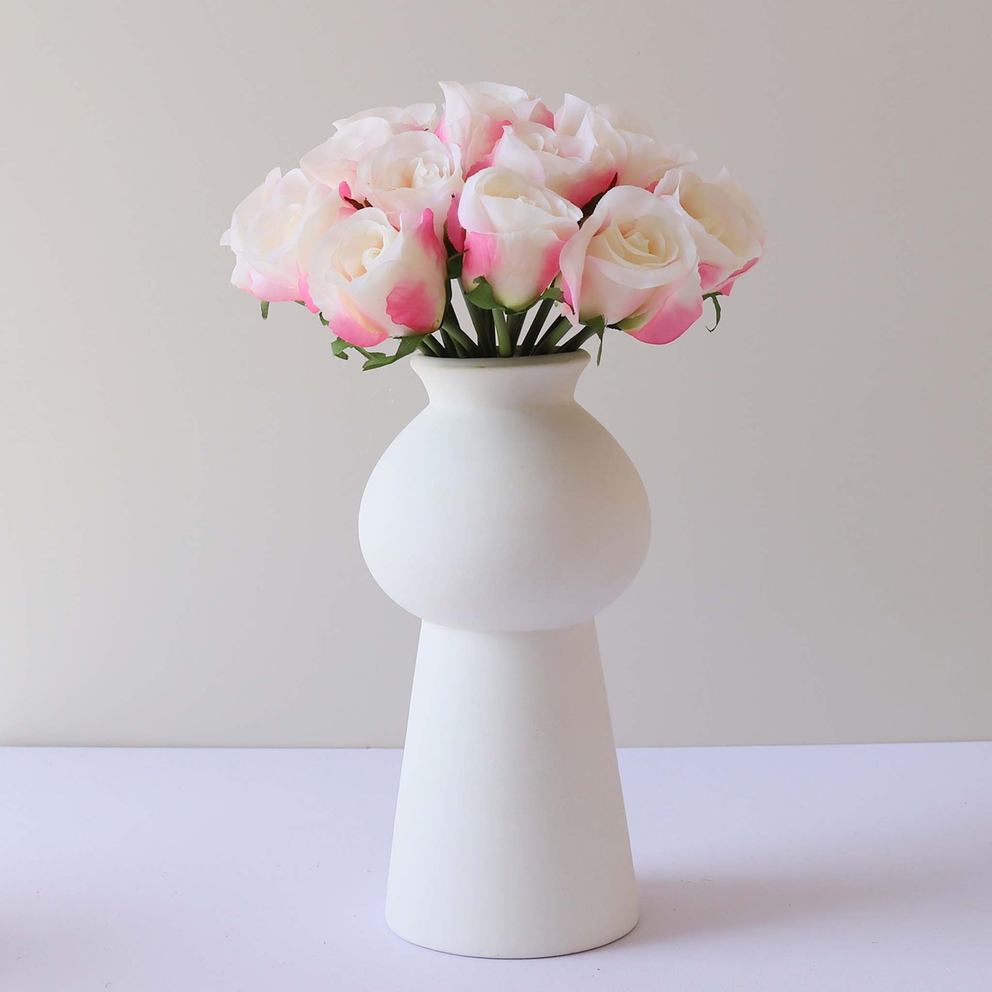 Silk Flower Bouquet Artificial Flowers Cream White Pink