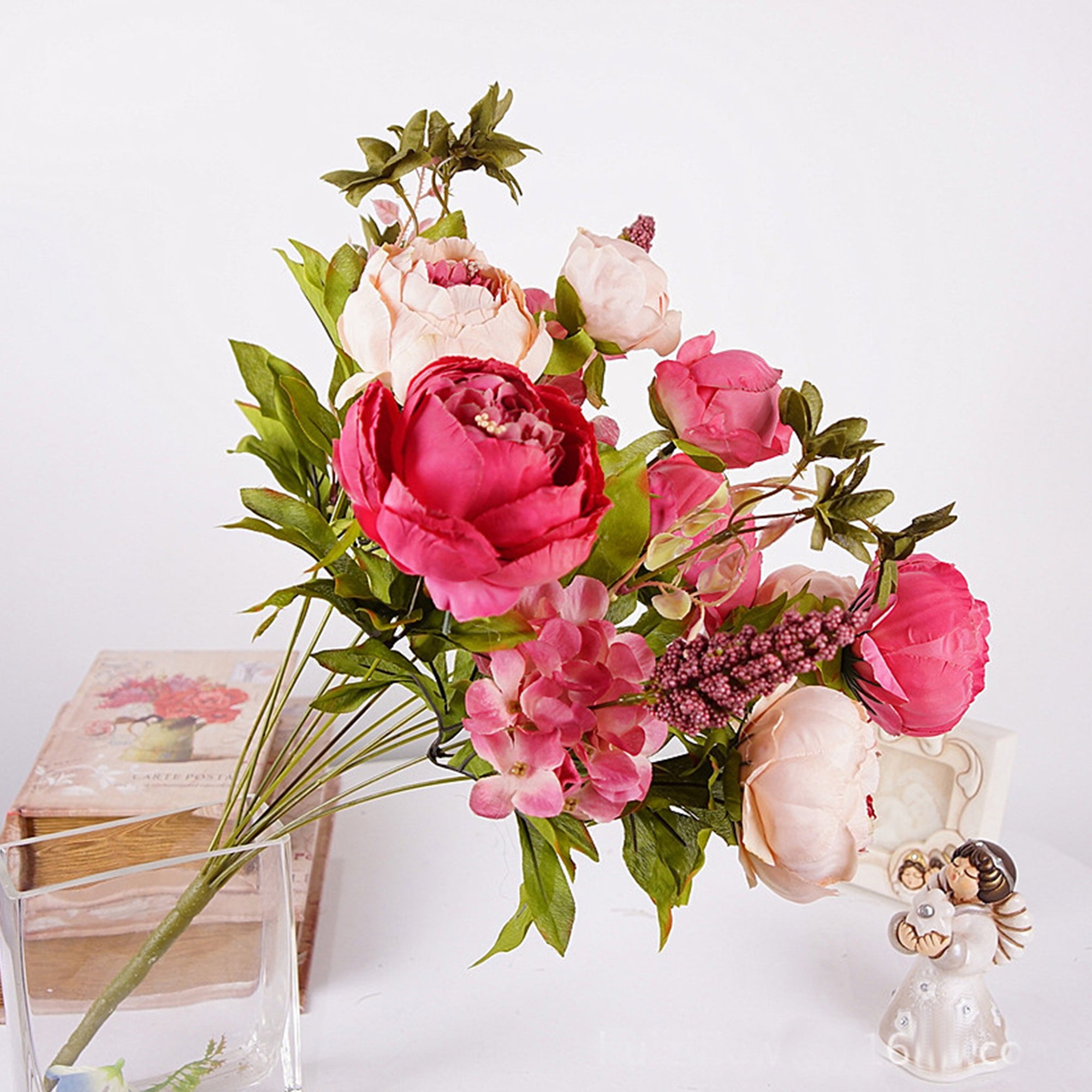 Decorative Artificial Flower Silk Peony Flowers Bouquet 10 Flower Heads Peonies
