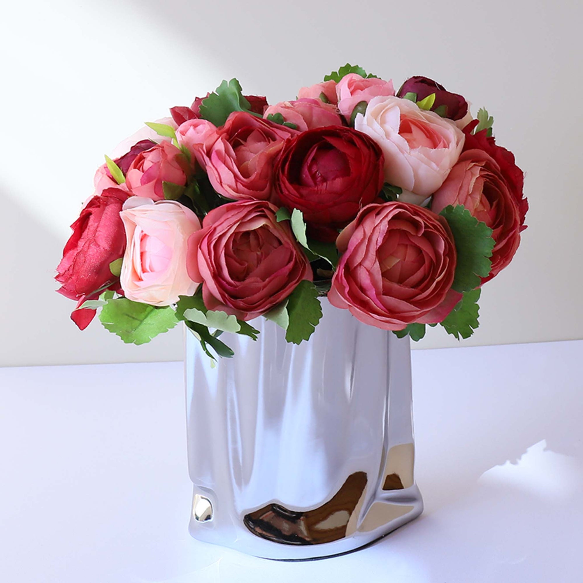 Silk Ranunculus Bouquet Artificial Camellia Flowers Arrangement