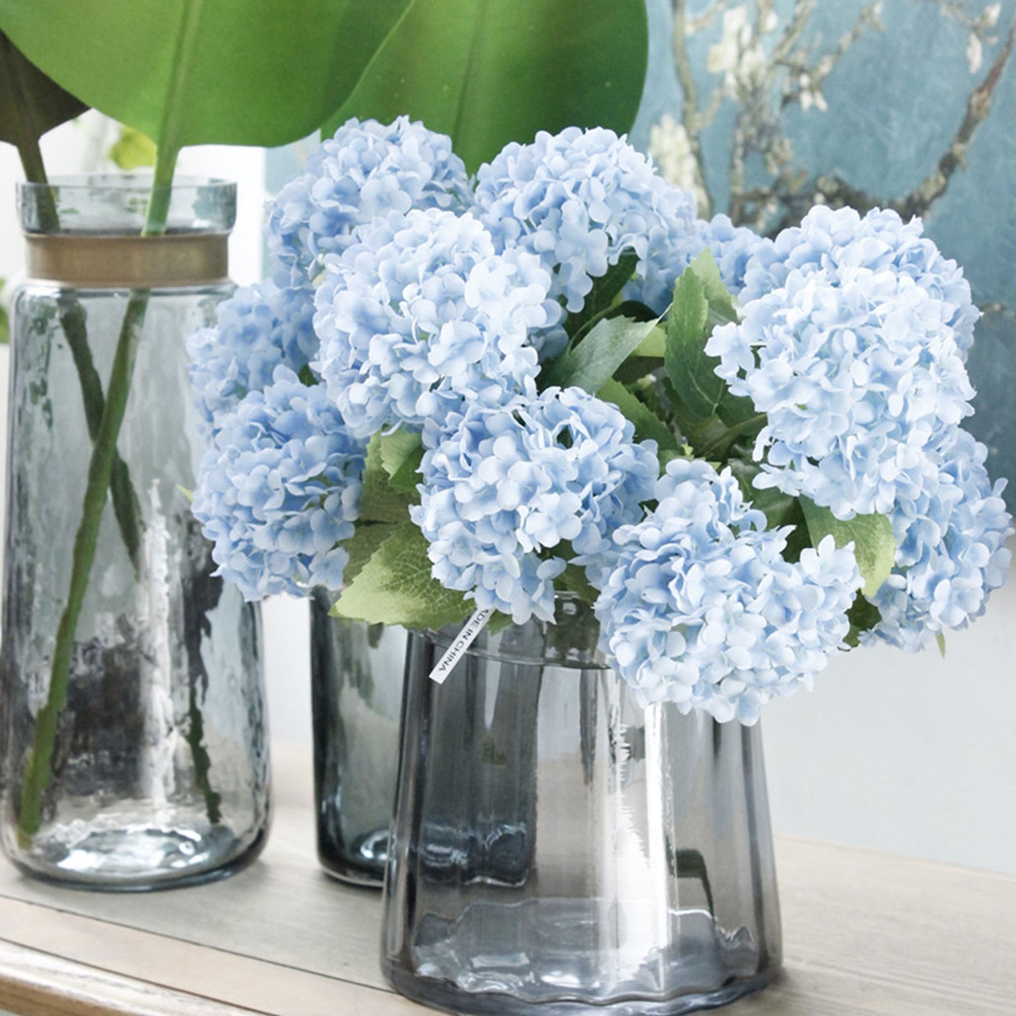 Small Blue Hydrangea Bush Silk Flowers