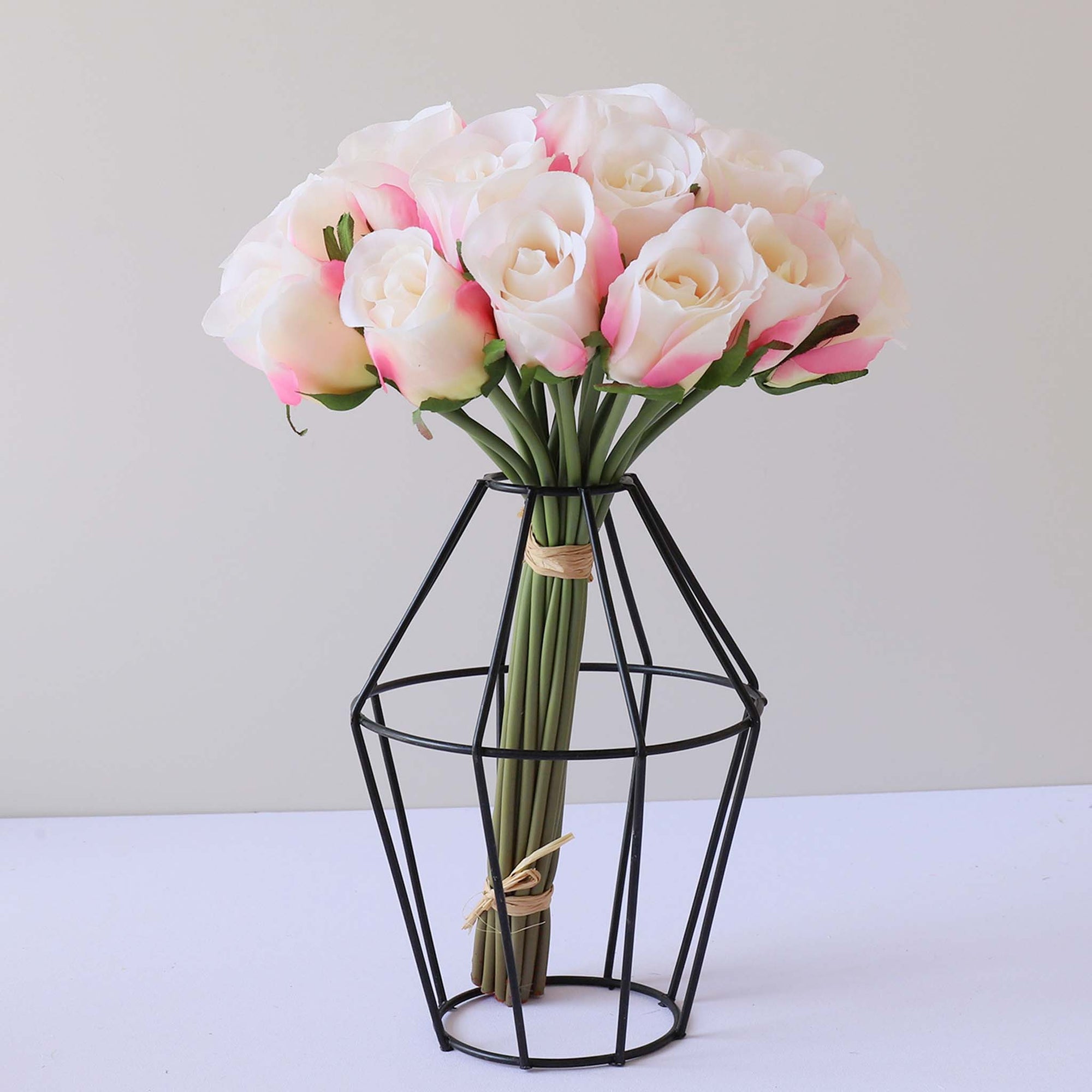 Silk Flower Bouquet Artificial Flowers Cream White Pink