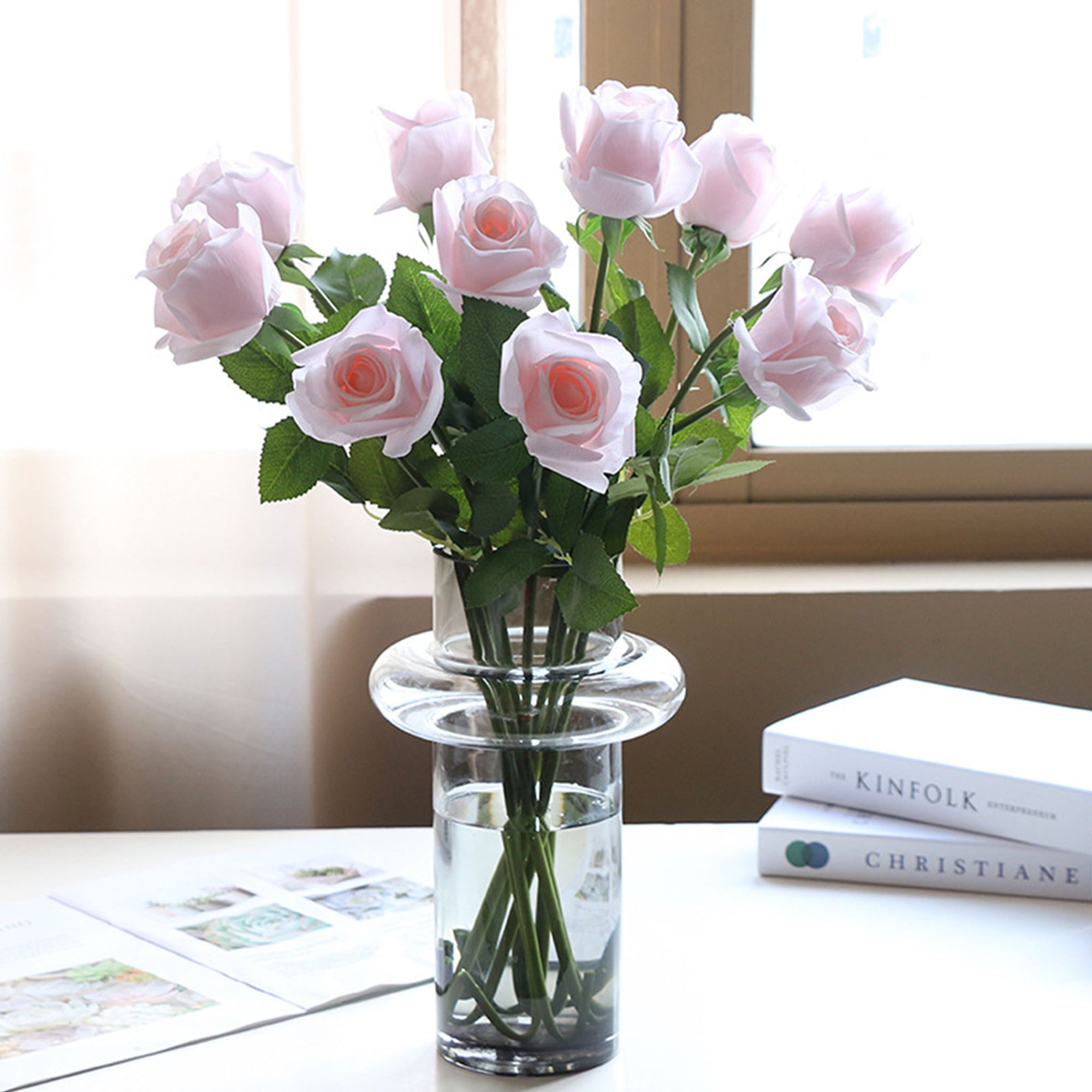 Realistic Flowers Real Touch Half Open Roses 22"