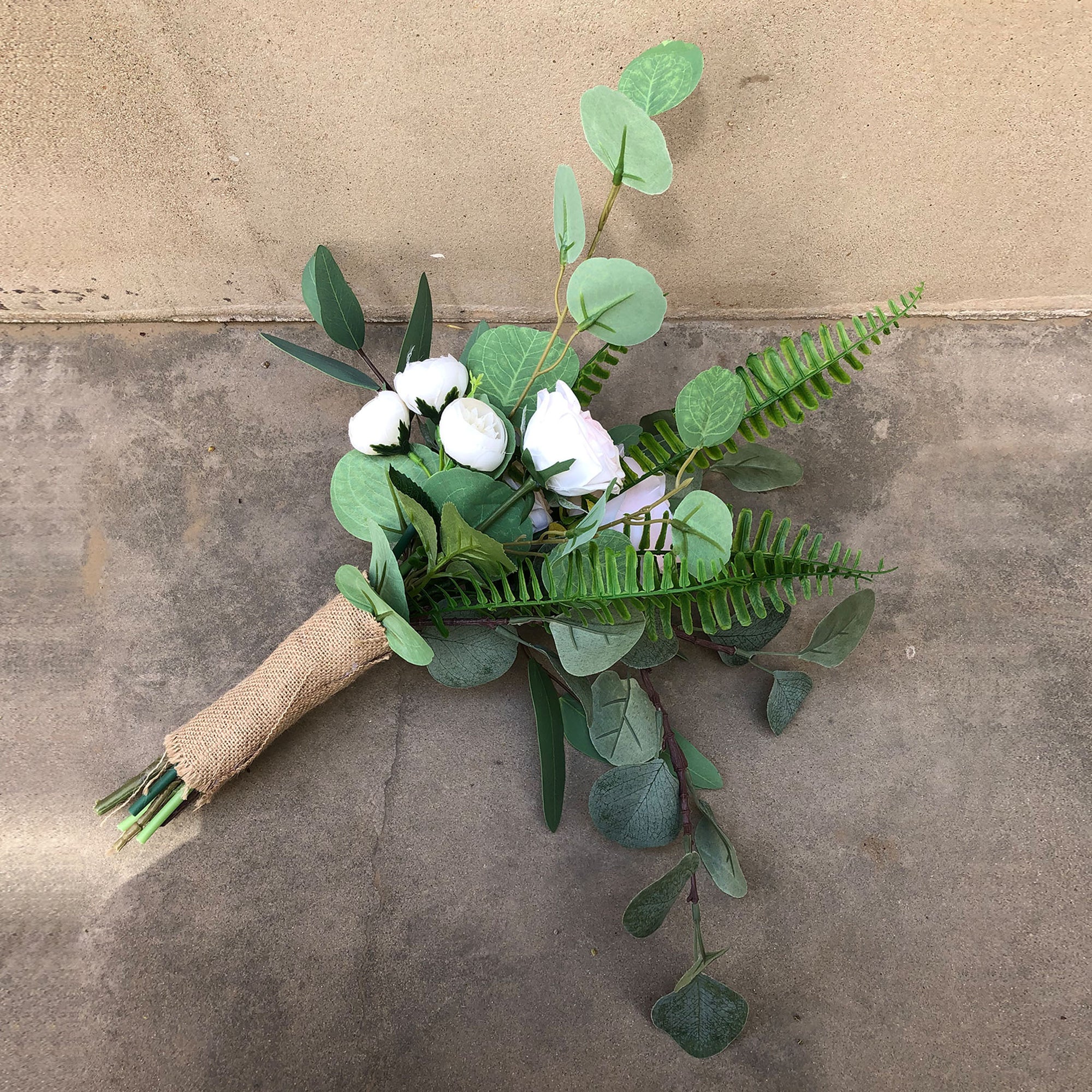 Rustic Eucalyptus Wedding Bouquet Flowers for Bridesmaid White Roses