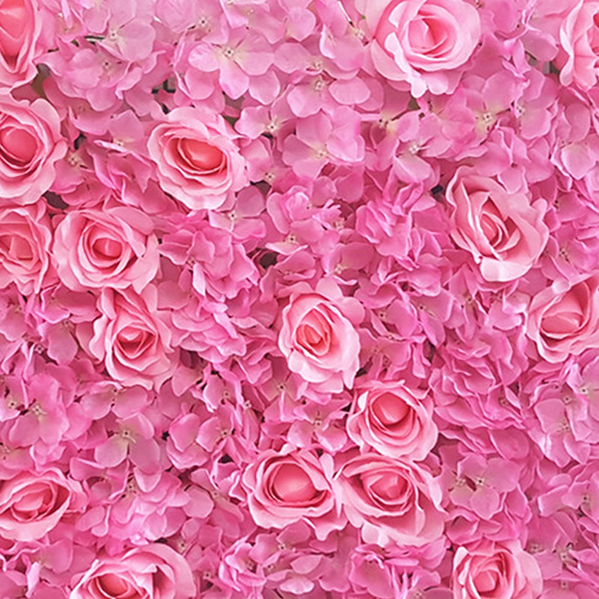 Atificial Flower Wall Pink Silk Rose Hydrangea Floral Heart Table Background