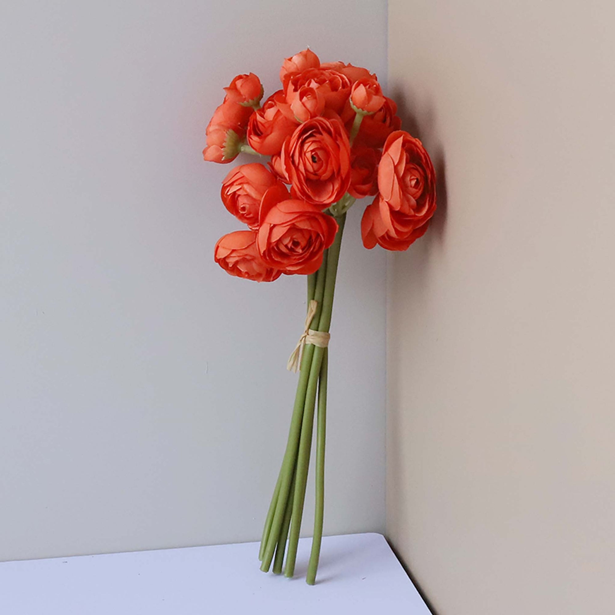 Silk Ranunculus Orange Artificial Flower Bush