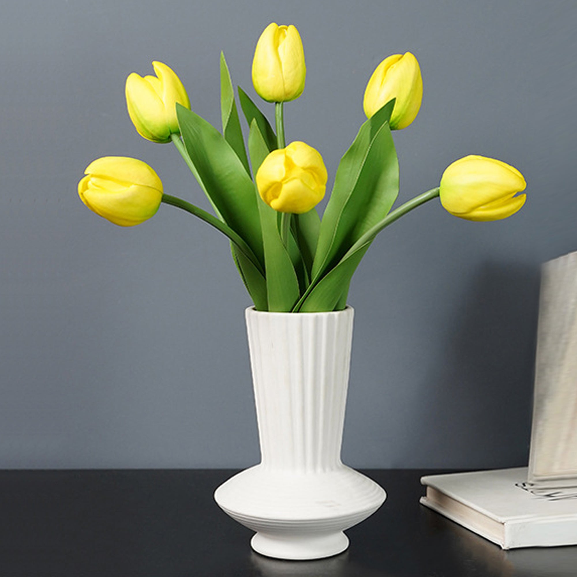 Realisic Fake Tulips White Pink Red Purple 18"