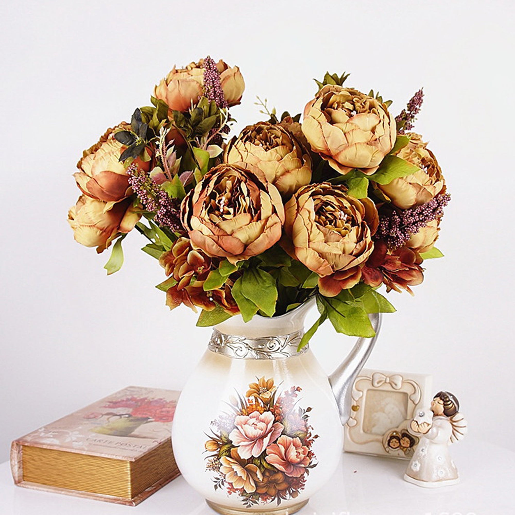 Decorative Artificial Flower Silk Peony Flowers Bouquet 10 Flower Heads Peonies