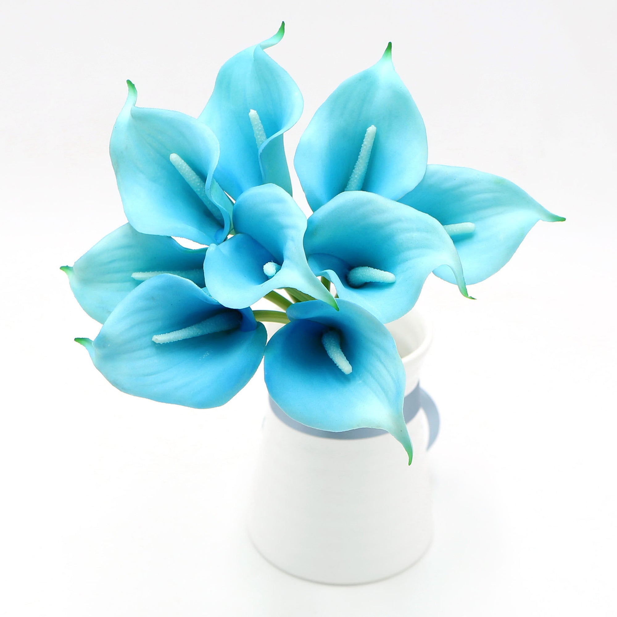 Turquoise Blue Calla Lily Bouquet Malibu Wedding Floral Decor