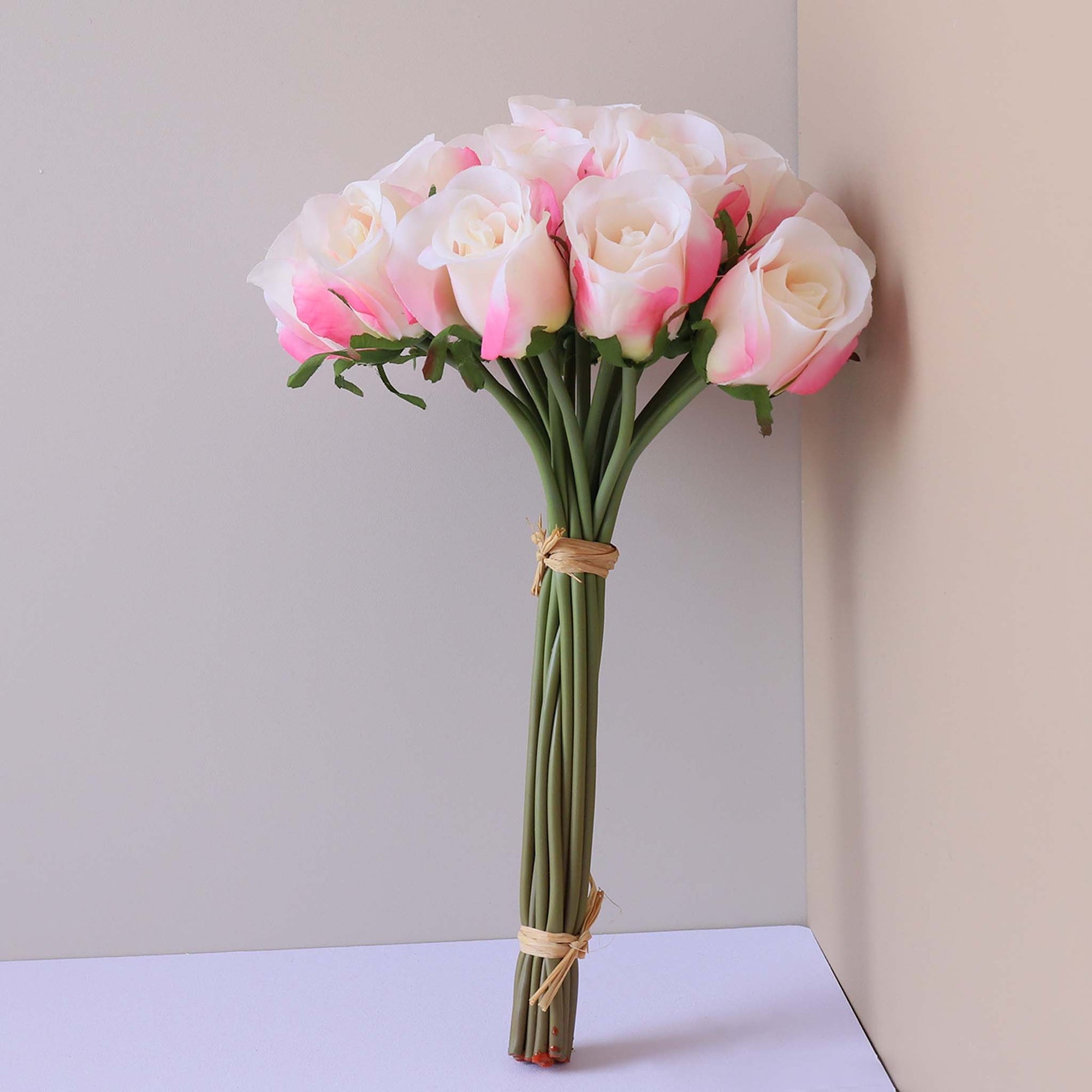 Silk Flower Bouquet Artificial Flowers Cream White Pink