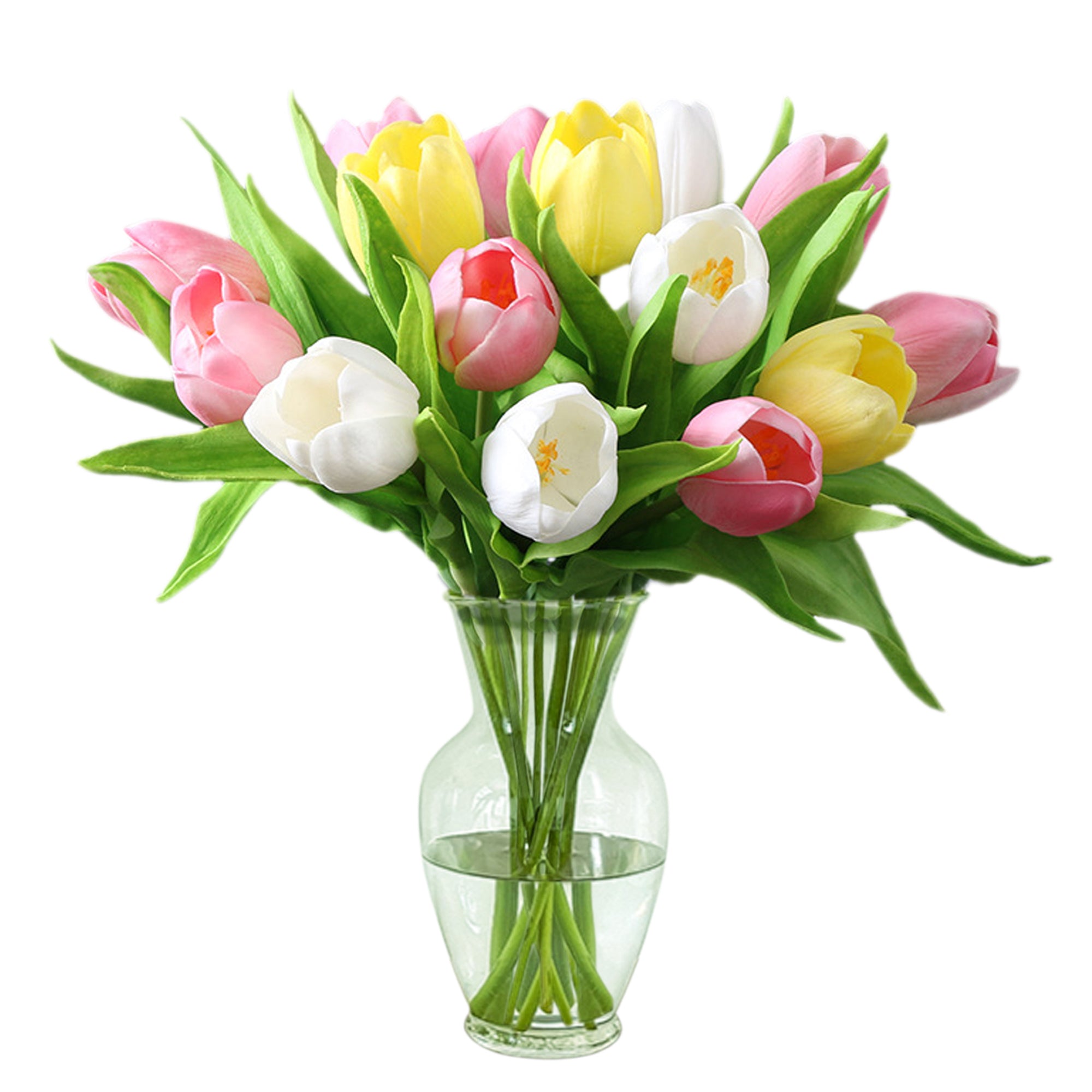 Faux Tulips Flower Bouquet PU Tulips 15"