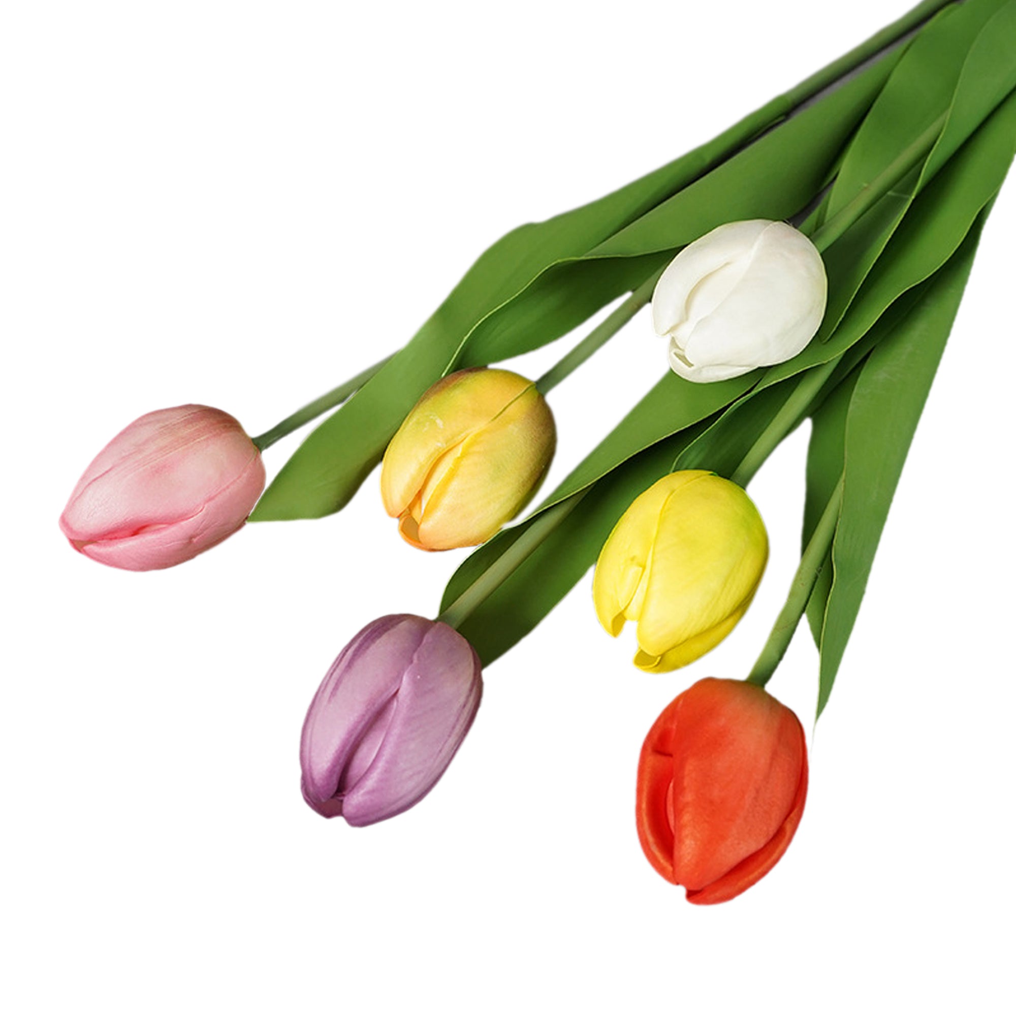 Realisic Fake Tulips White Pink Red Purple 18"