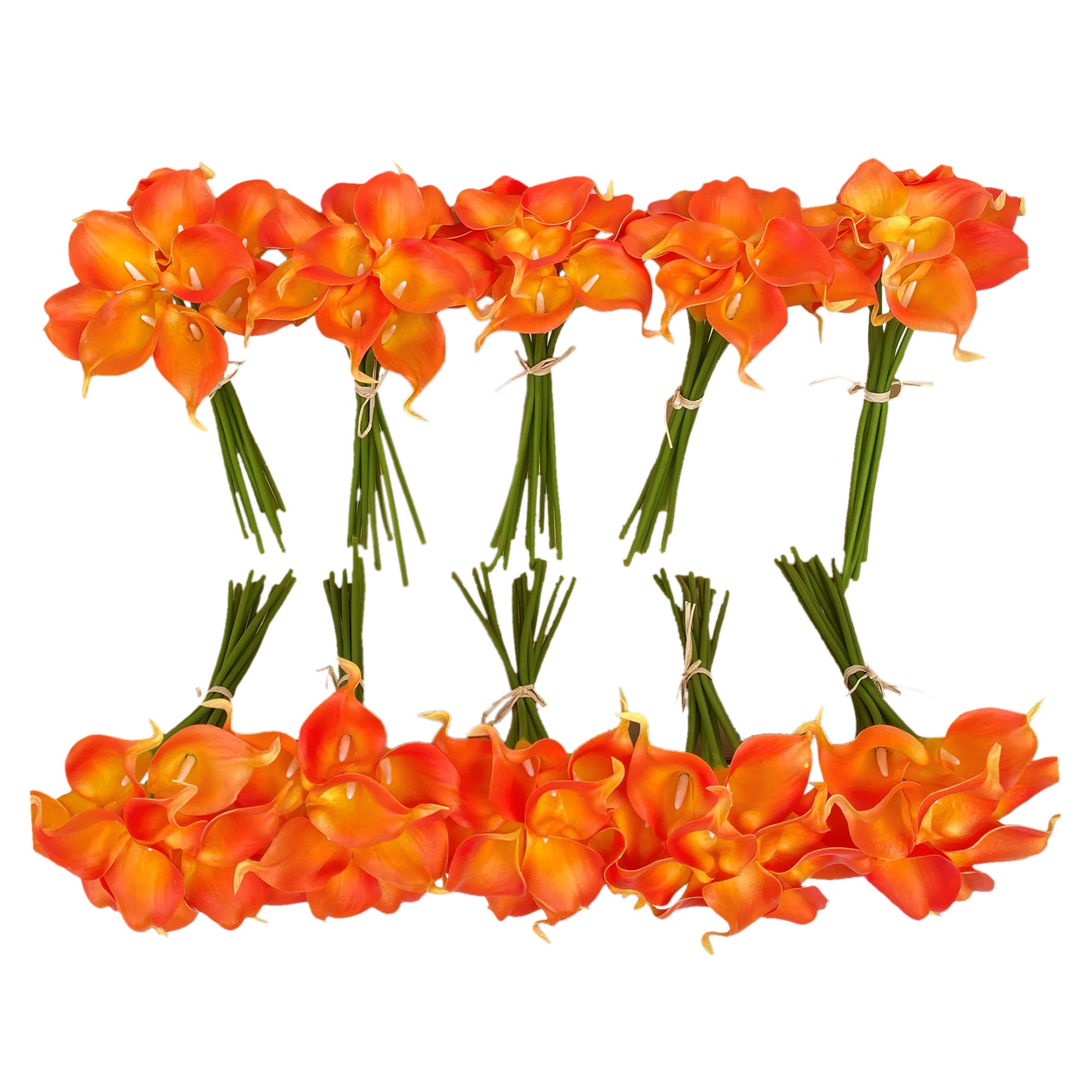 Orange Calla Lily Bulk Flowers Artificial 10 Bouquets