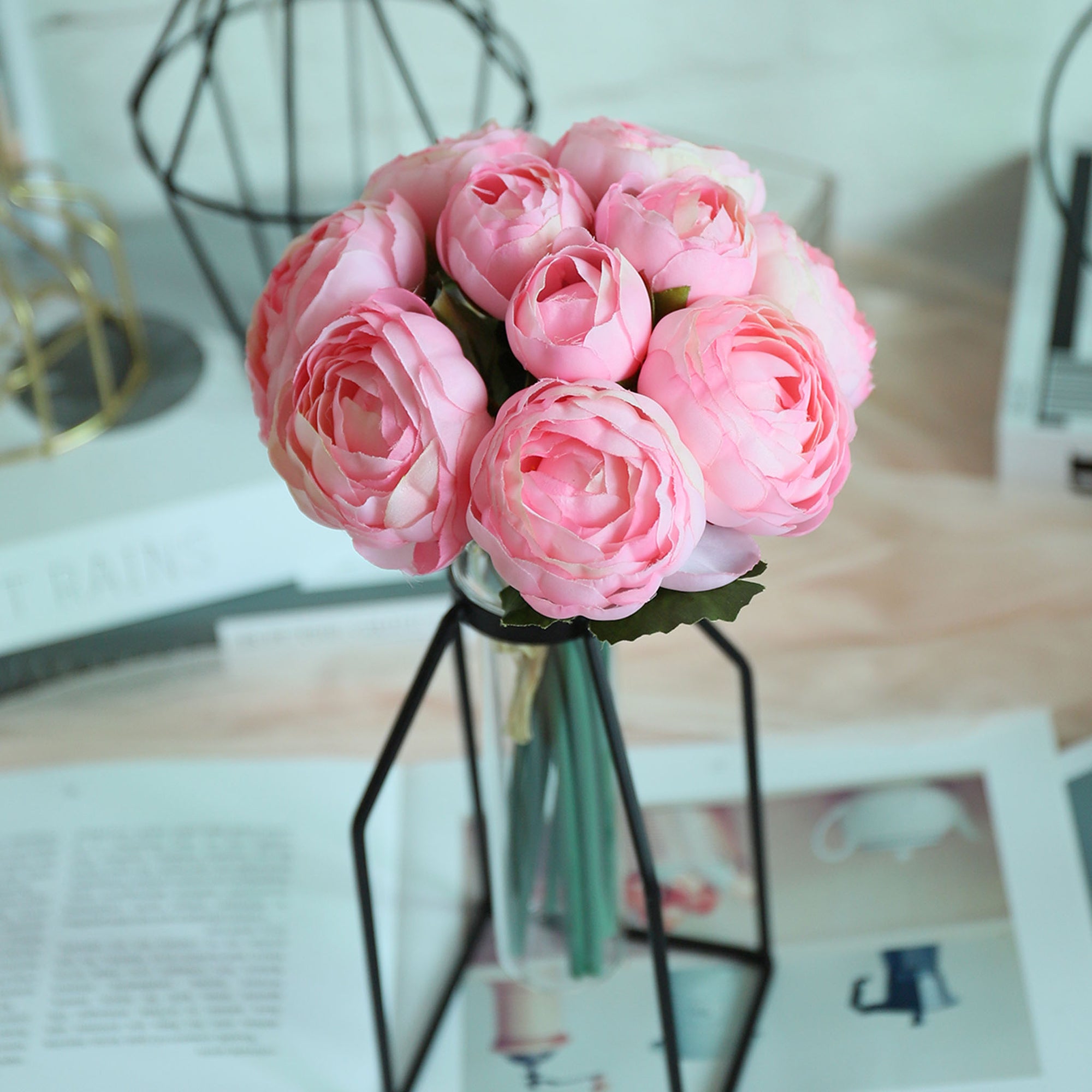 Small Silk Peony Ranunculus Flower Bouquet